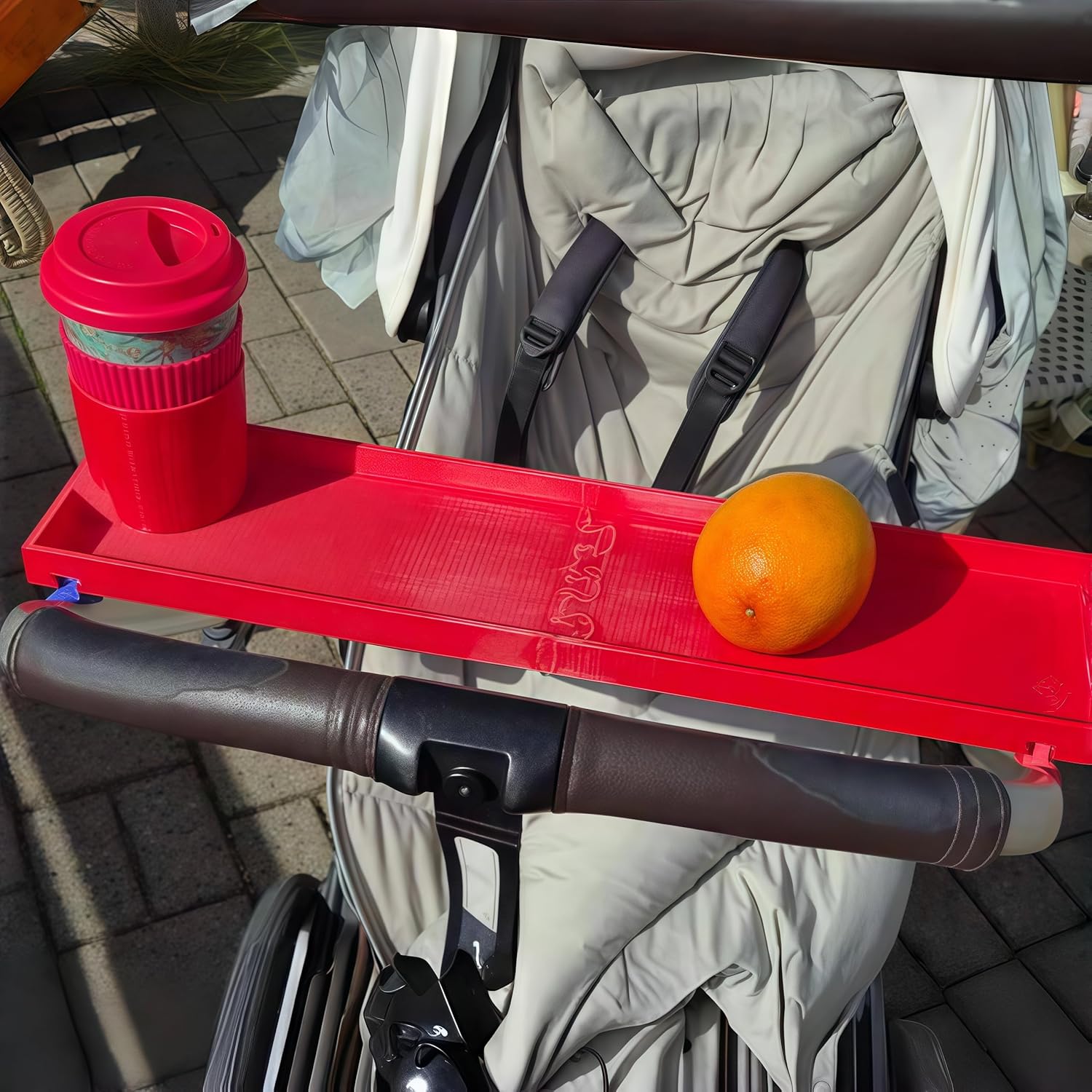Snack Tray for Bugaboo Fox – Coffee Cup Holder & Shaking Cup Compatible, Easy to Use for Family Outings (Red)