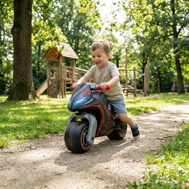 Foto 7 de 7 de MOLTO - Moto Correpasillos Negra Furious Infantil + Casco, Diseño de Carreras para Niños y Niñas, Ligera…