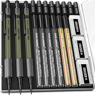 Four Mechanical Pencil Set with Lead and Erasers