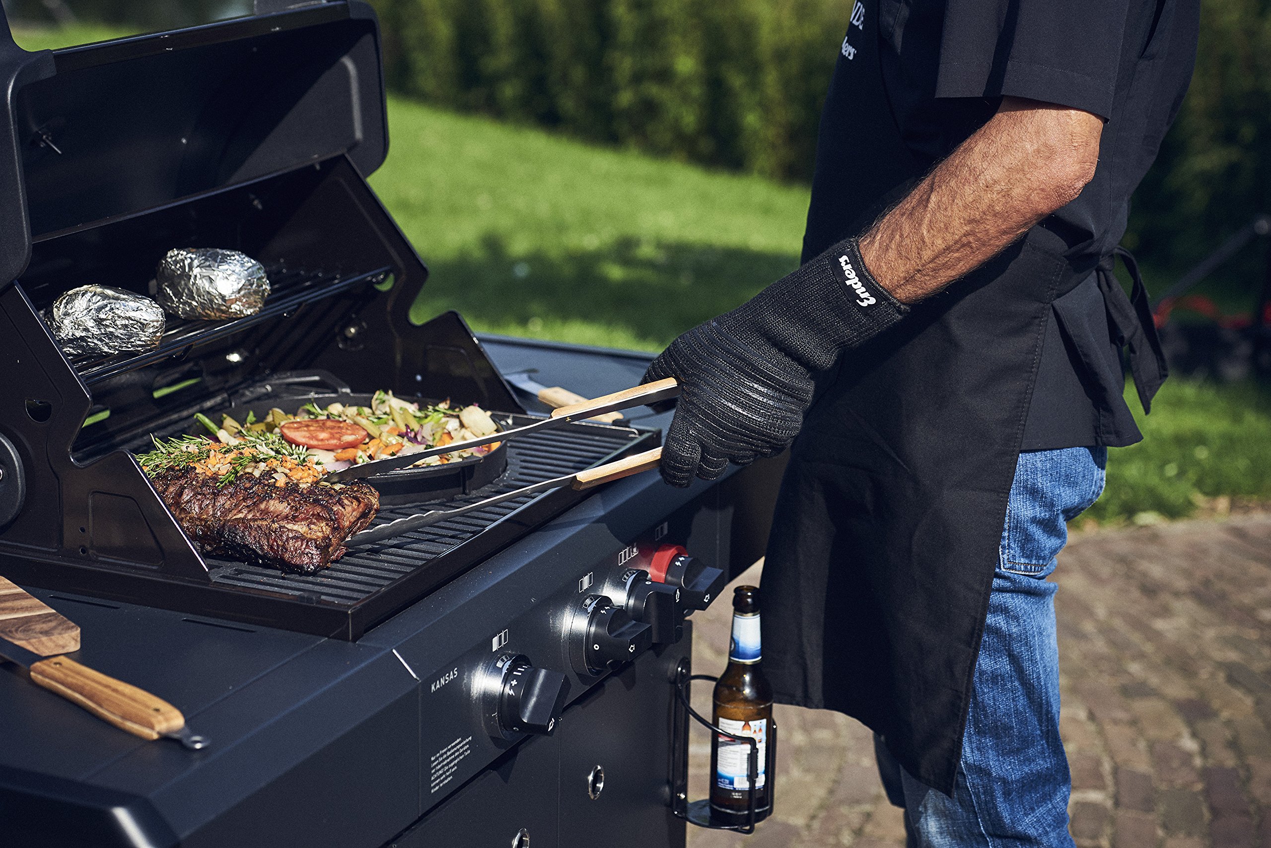 Enders Guanti per BBQ in fibra aramidica resistenti al fuoco - Protezione dal calore - Accessorio per il barbecue #8785