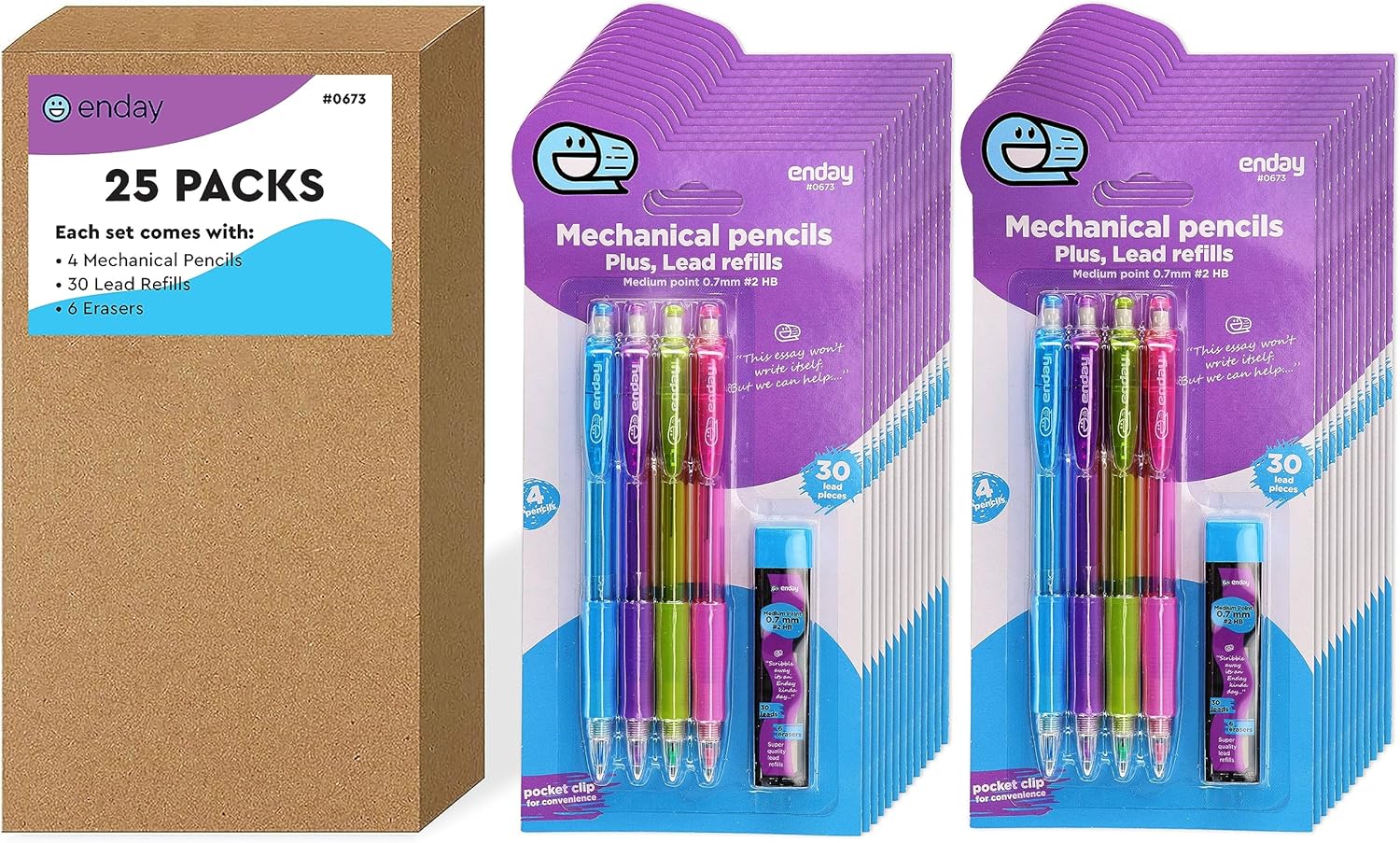 Enday 100 Mechanical Pencils Bulk 0.7mm Medium Point HB