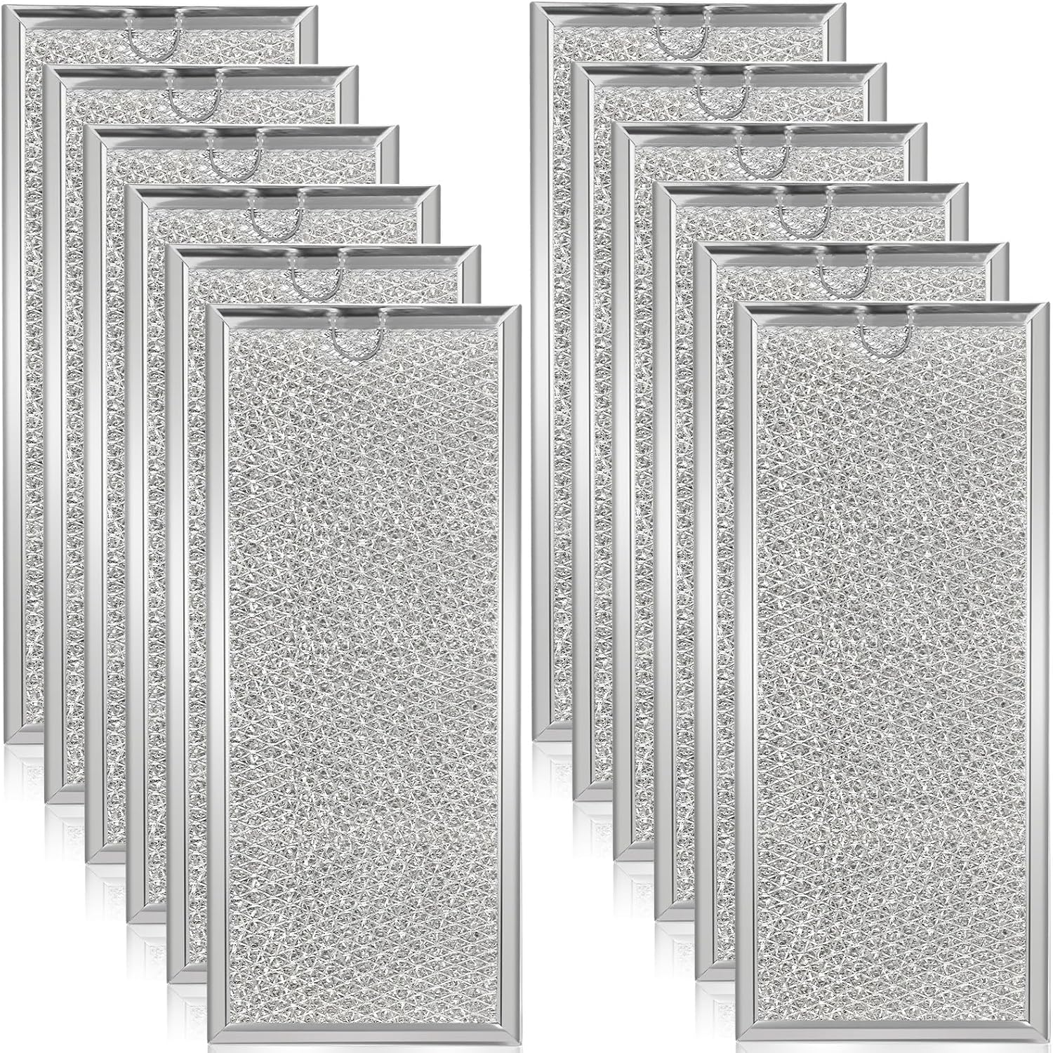 Hortsun 12 Pack Microwave Filter Replacement 13.3 x 5.85 Inch Microwave Oven Grease Filter Compatible with Wb06x10596 Filters Kitchen Air Entering over the Range Oven Stove Vent Fan