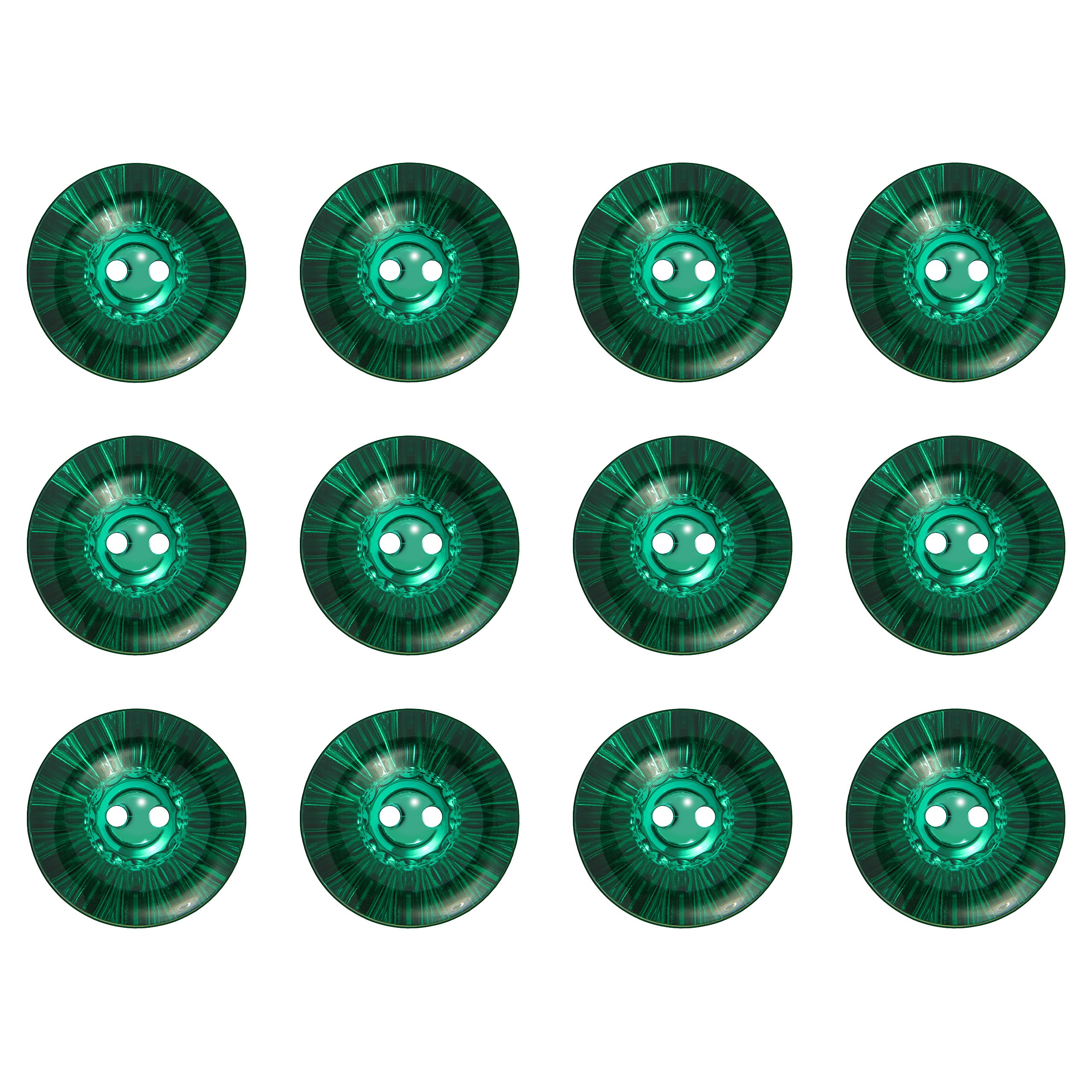 Pack of 12 Bottle Green 15mm Acrylic 2 Hole Buttons for Sewing on Clothing Crafts Shiny Embellishments