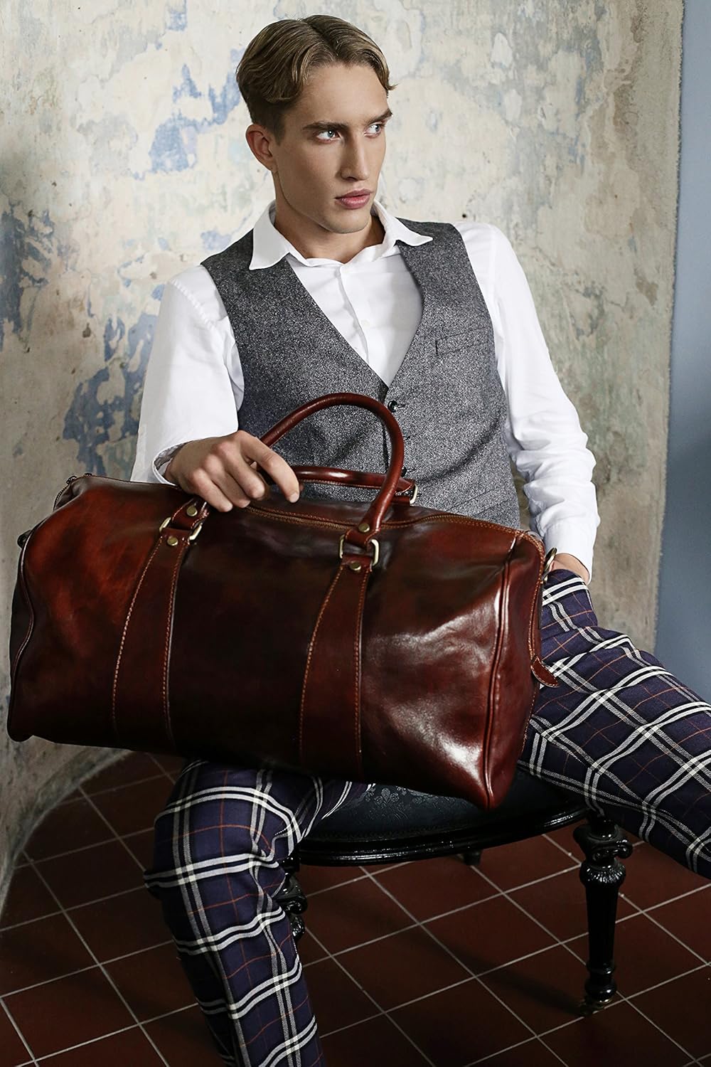  | Leather Duffel Bag Weekend Bag Gym Large Travel Bag - Time Resistance (Dark Brown) | Travel Duffels