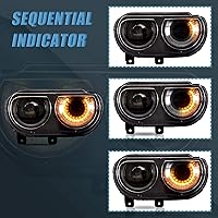 Vista 7 de Conjunto de faros delanteros VLAND Compatible con Dodge Challenger 2008-2014 3ra Gen Cupé, Normal
