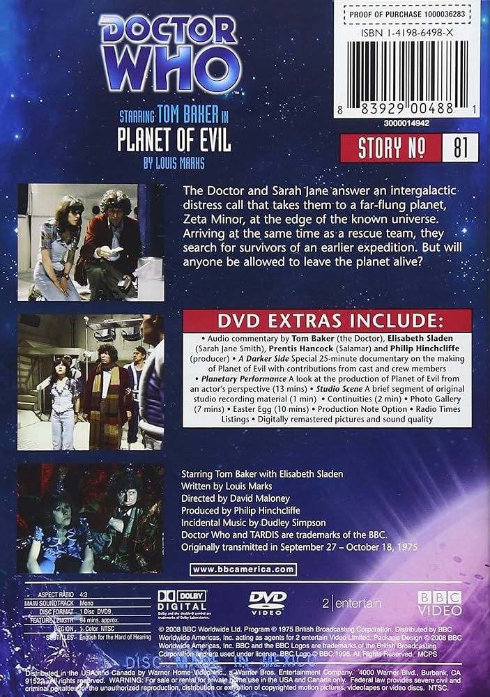 その他 Doctor Who: Planet of Evil - Episode 81 [DVD] Amazon.com: Doctor Who: Planet of Evil (Story 81) : Tom