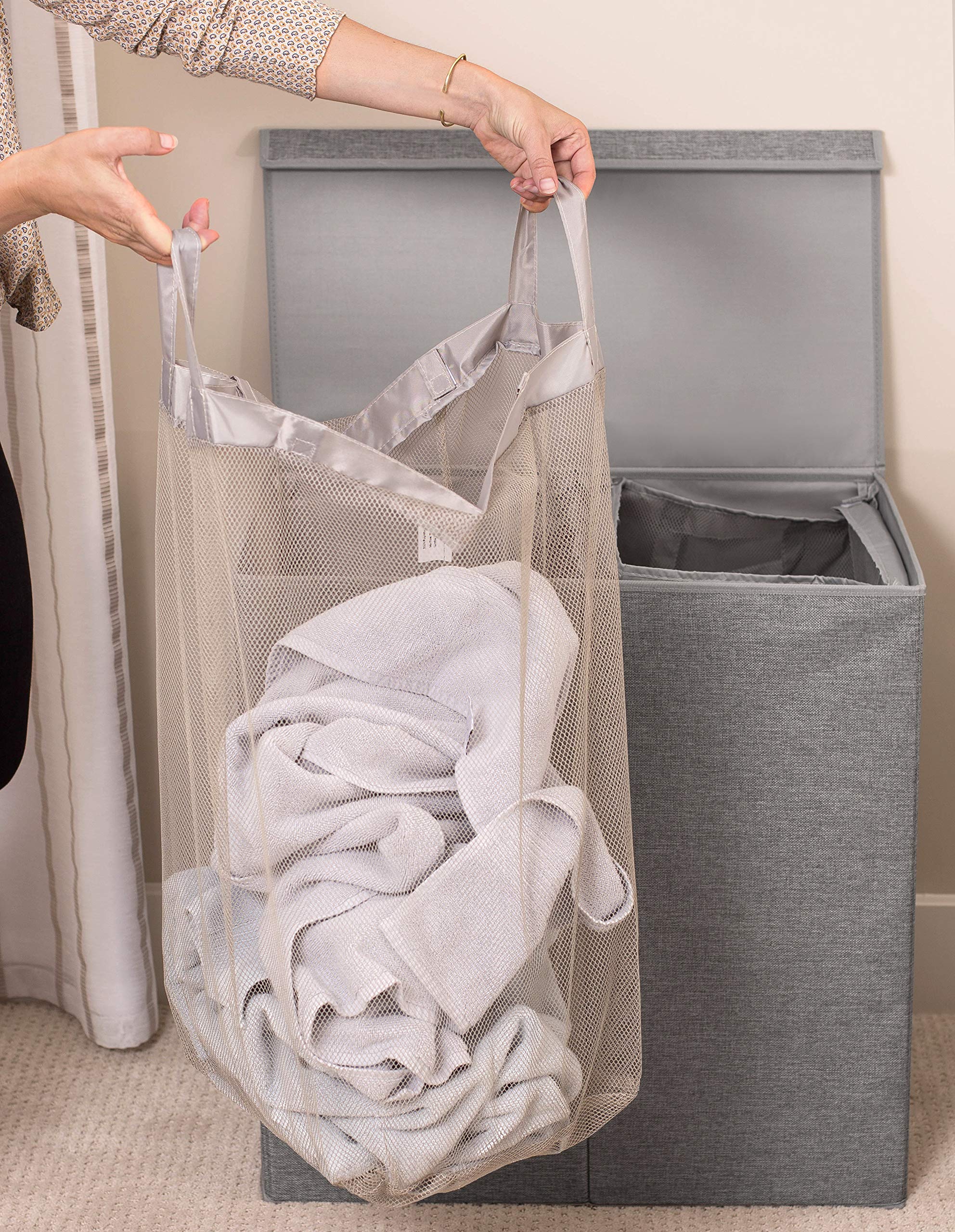 BirdRock Home Premium Double Laundry Hamper with Lid and Removable
