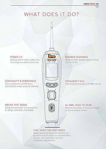 Miniatura 3 de Power Probe IV - Herramienta de prueba de diagnóstico automotriz para automóviles, medidor de voltaje digital, resistencia de corriente ACDC,