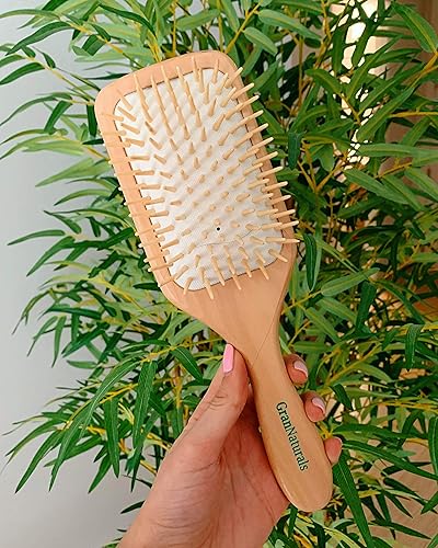 Miniatura 8 de Cepillo de pelo con cerdas de madera | Longitud 10.25 pulgadas de ancho 3.5 pulgadas | Cepillo de pelo grande con mango de madera natural ecológico