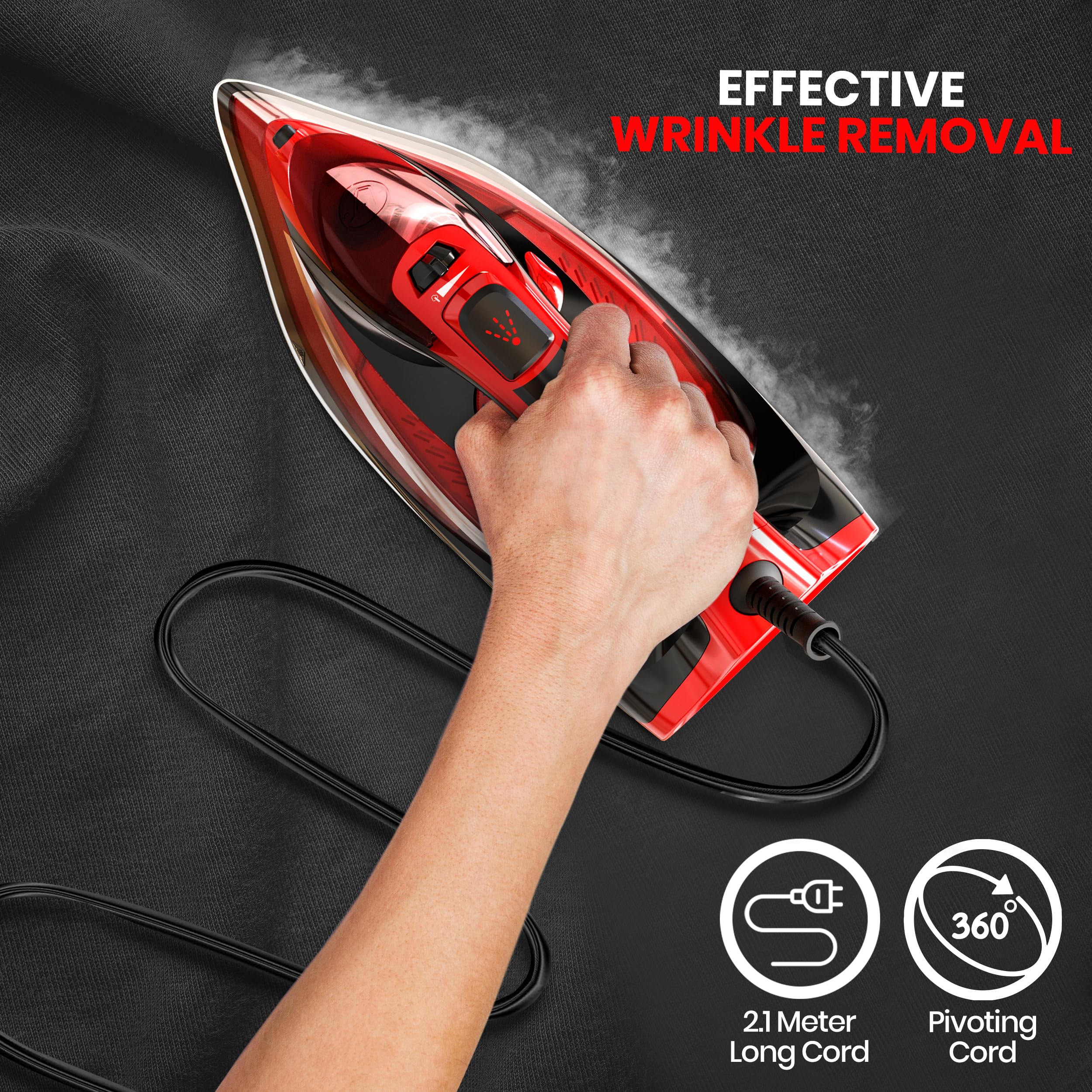 Utopia Home - Plancha de vapor para ropa, suela antiadherente, plancha de ropa de 1800 W, control de termostato ajustable, seguridad contra sobrecalentamiento, control de vapor variable, apagado