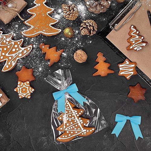 Miniatura 5 de 50 Piezas Lazos de Cinta de Grogrén de 3 Pulgadas con Amarre Torcido Color Azul Bebé Preatados Premoldeados Lazos de Manualidades para Bolsas de