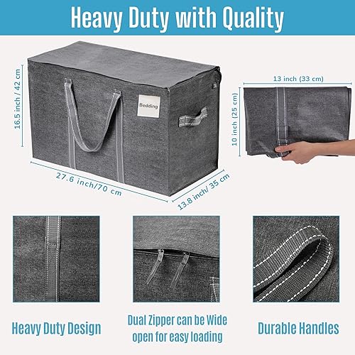 Vista 3 de VENO Paquete de 4 bolsas de mudanza, suministros de mudanza, cajas de mudanza, embalaje universitario, cajas de almacenamiento con tapas, bolsas 27