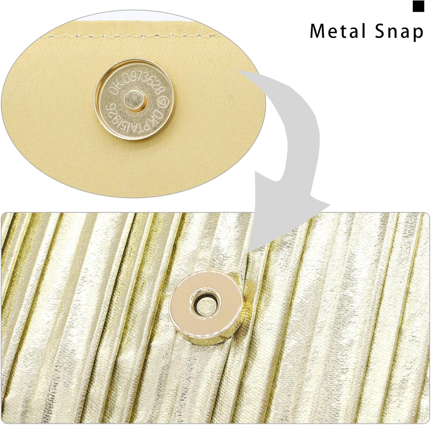 Oriamour Gold Clutch Purses for Women Evening Handbag, Pleated Flap Chain Strap Handbag for Party Cocktail Prom Wedding - Image 5