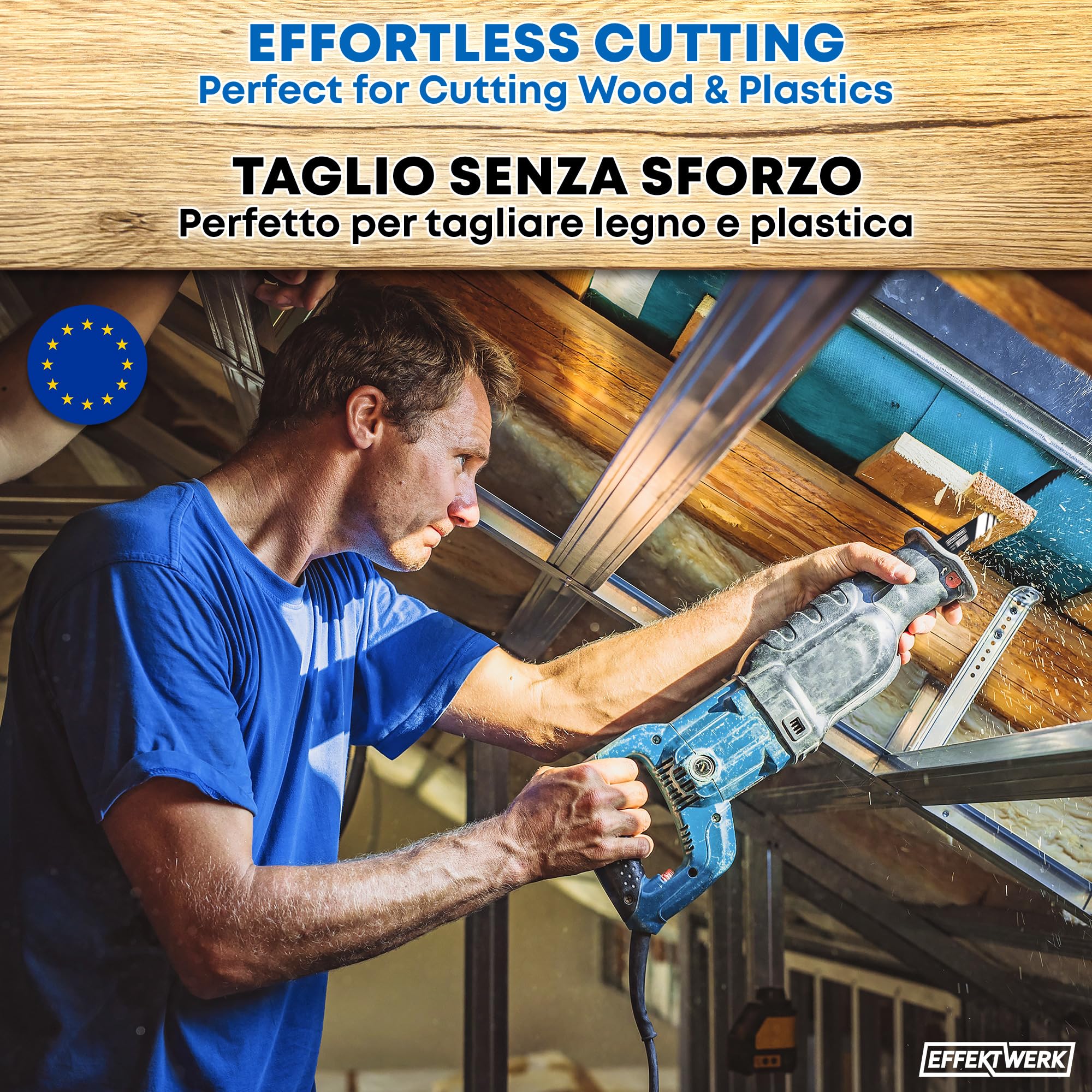Lame per sega alternativa per legno (5 pezzi) per taglio di legno e plastica, lame per sega universale in acciaio ad alto tenore di carbonio (HCS) con 6 TPI (denti per pollice)