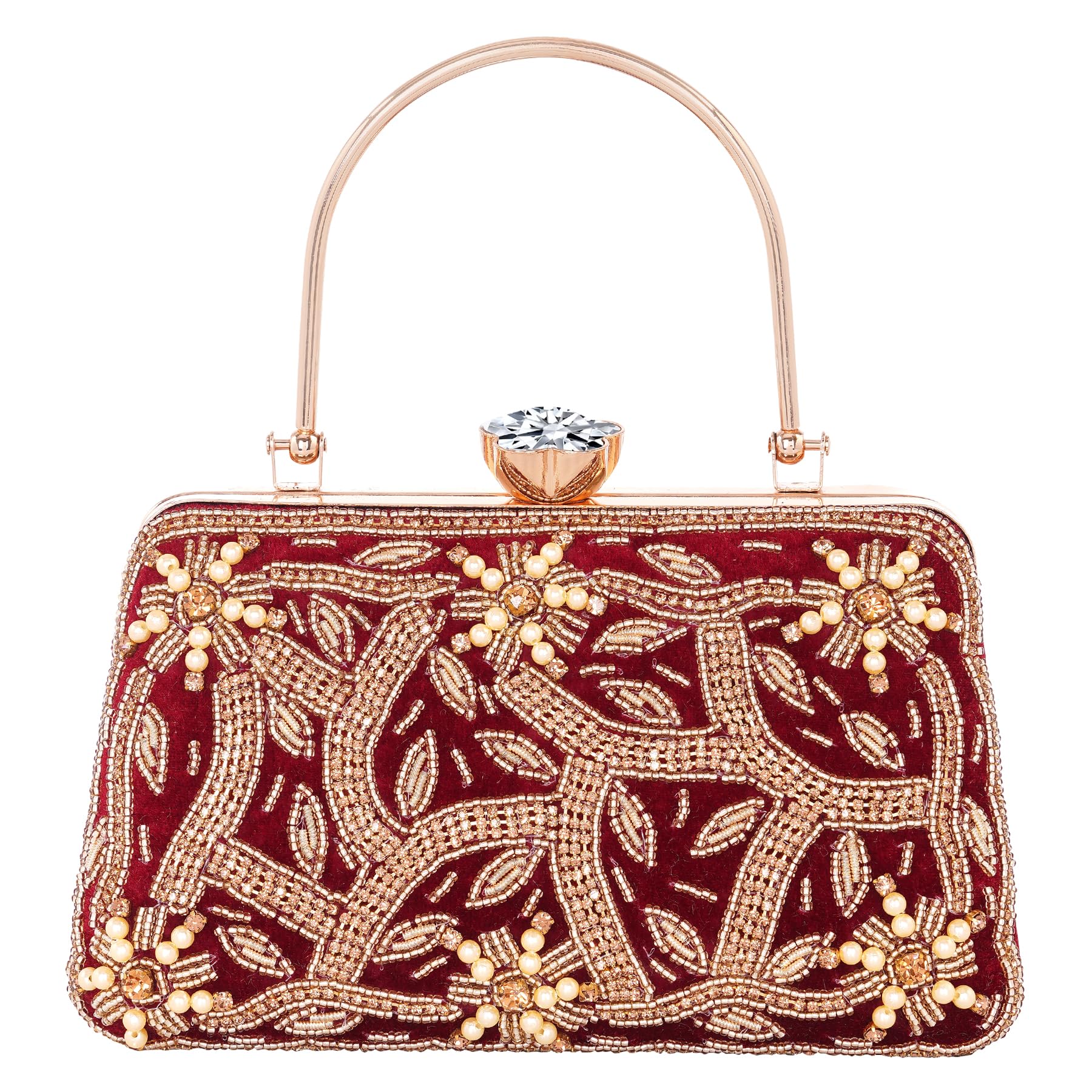 sea mount Emboried Wedding Beautiful Clutch | Fancy Ladies Purse | Handbag | Wedding Clutch Bag with Chain Strap (Pack of 1)-picture-14