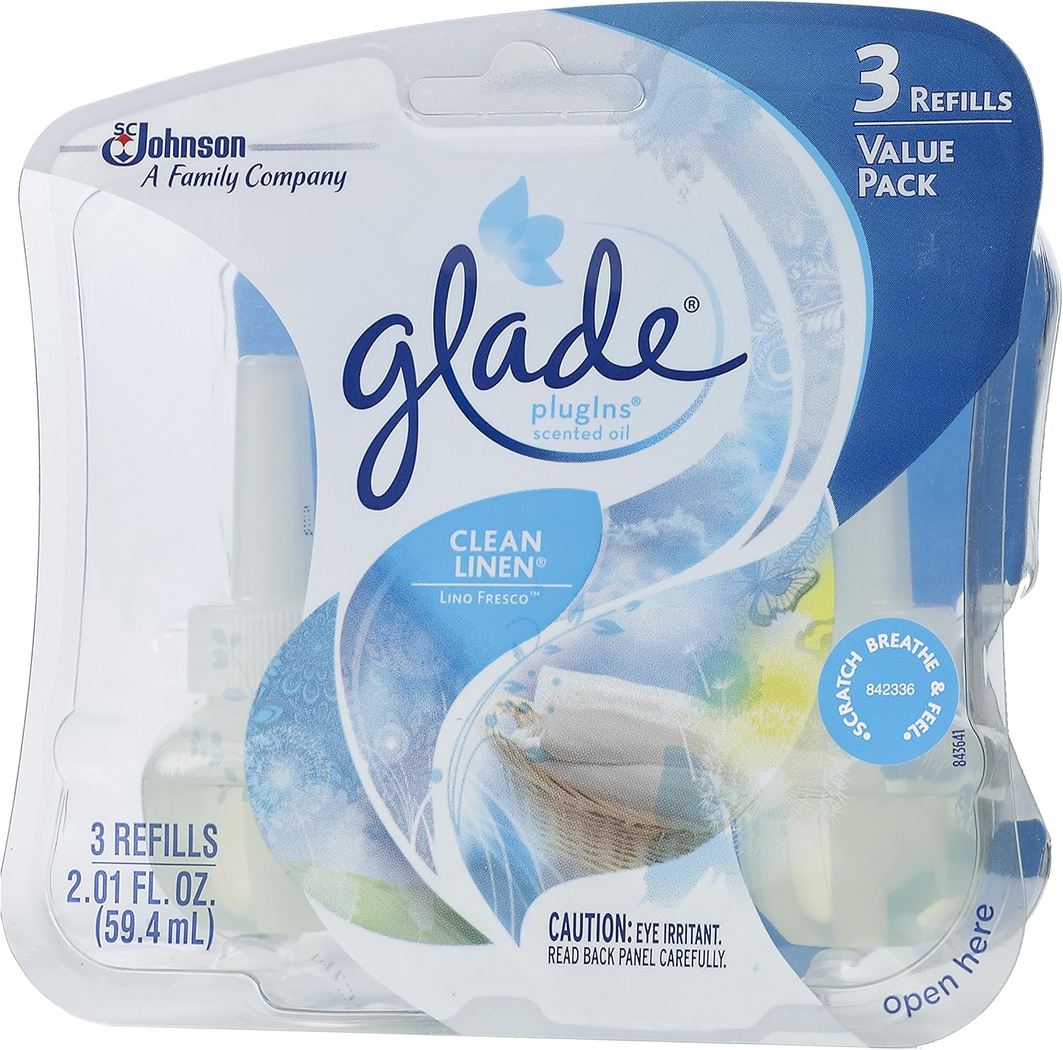 Glade Plugins Scented Oil Refill, Clean Linen, 2.01 Fluid Ounce