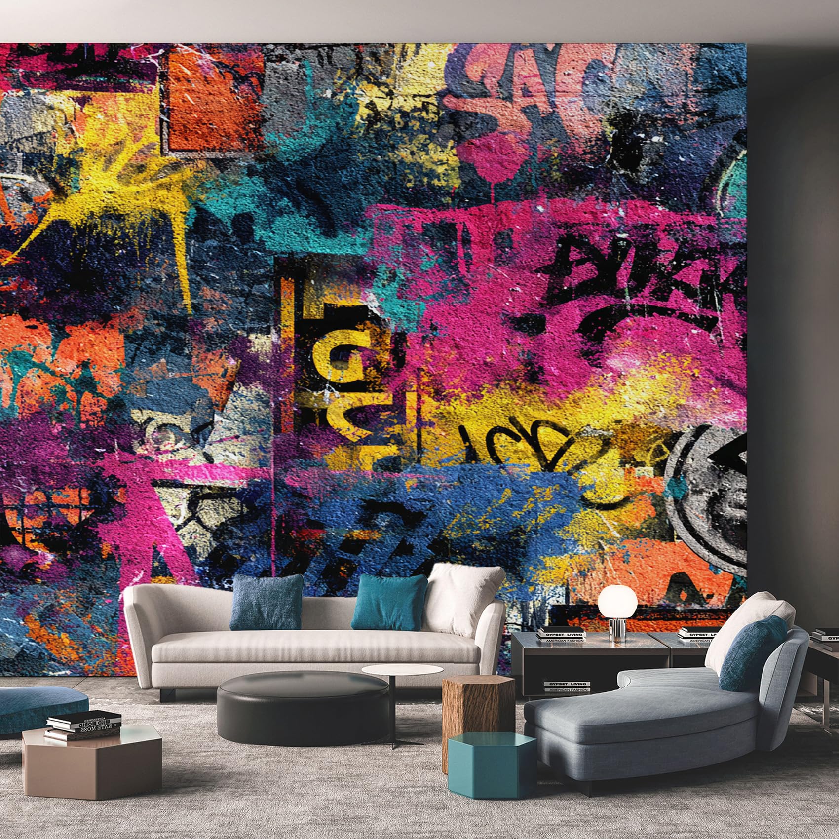 Graffiti Wallpaper, Street Art Wallpaper for Living Room, Bedroom, Non-Woven Decor Wall Paper, Photo Dining Room, Hallway, Lounge, Mural Large 3D Home Decor 400 x 280 cm ADY129