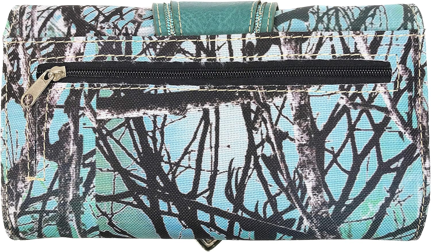 Zelris Camouflage Shine Glow Silver Buckle Women Crossbody Trifold Wallet