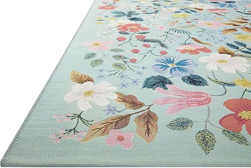 Miniatura 3 de Loloi Rifle Paper Co. Perennial Collection Strawberry Fields PRN-02 - Alfombra de área para interiores y exteriores, color menta, 5 pies y 3