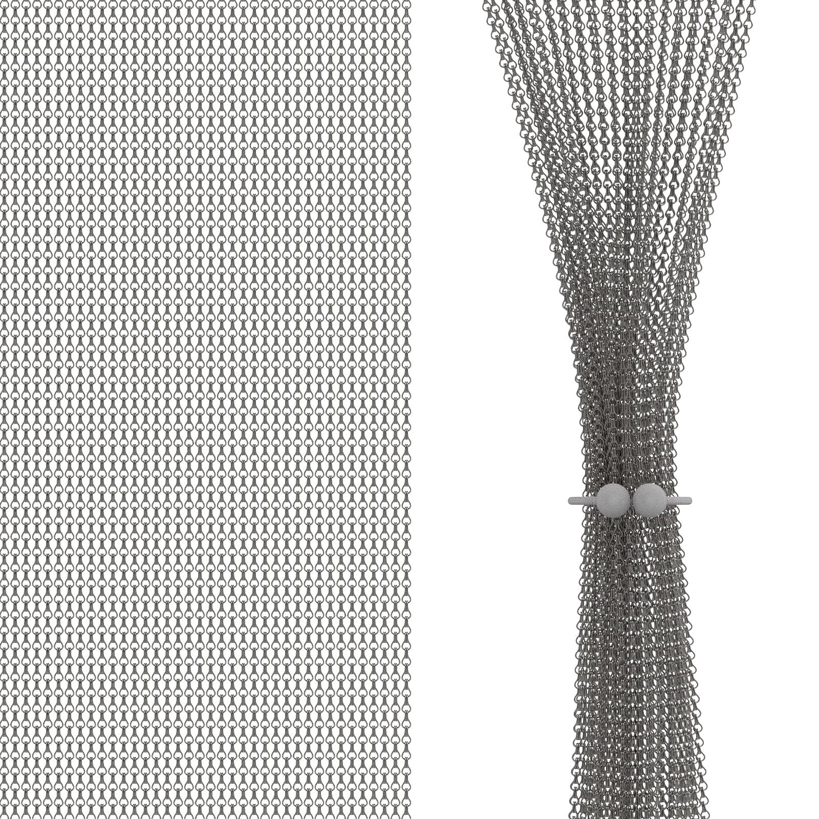 Ferghana Fliegentür Fliegenvorhang Terrassentür Insektenschutzgitter Aluminium Premium Fliegengitter Metall Kettenvorhang für Türen Jalousien (Metallgrau,100x210cm) | Fliegengittertür für Türen, Balkon, Terrasse, Schädlingsbekämpfung, Insektenschutz Türvo