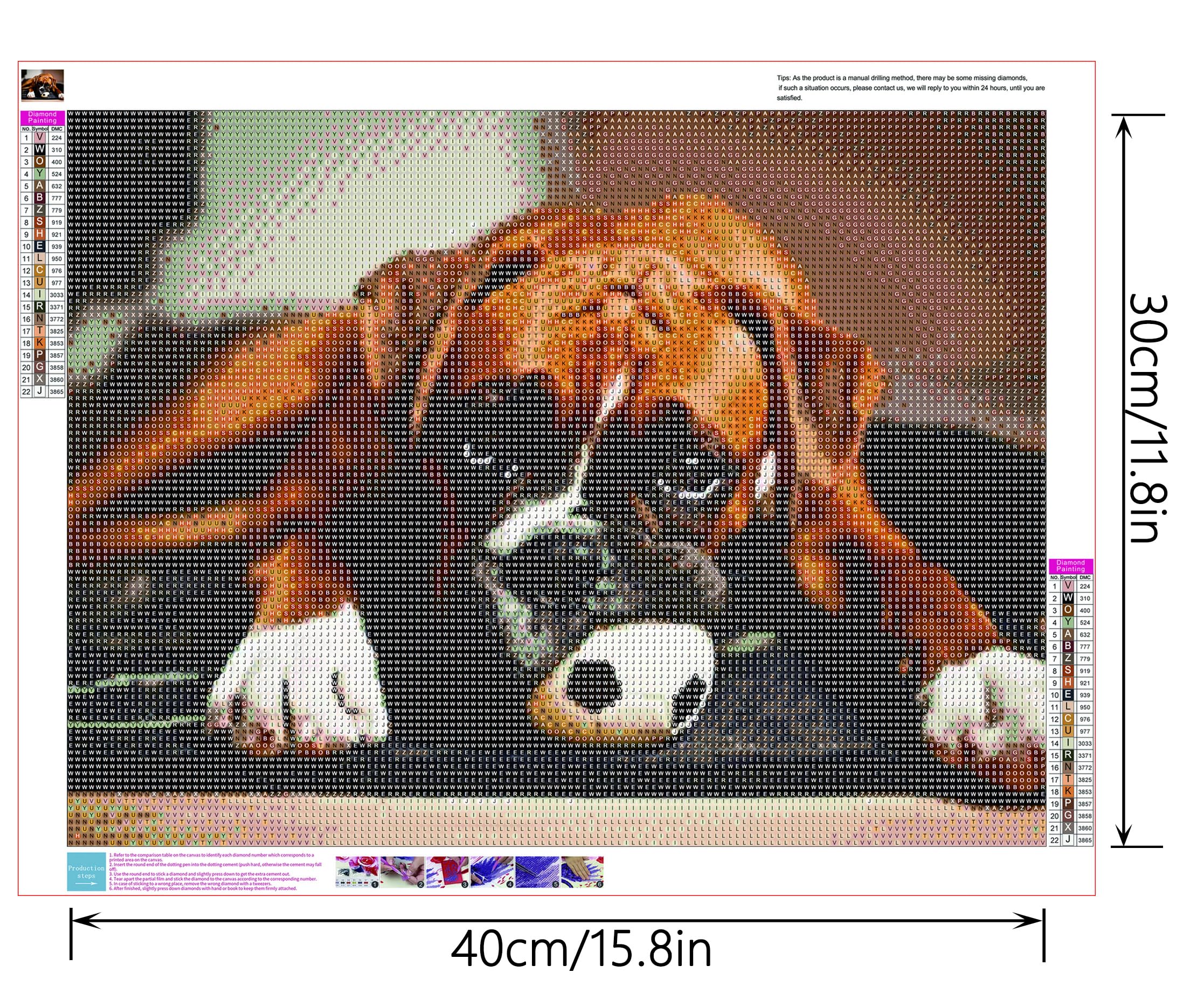 YSCOLOR Diamond Painting 5D - Boxer Cane Con Palla, Kit Fai Da Te Con Tela E Diamanti Rotondi, 30x40cm, Regalo Creativo - 3