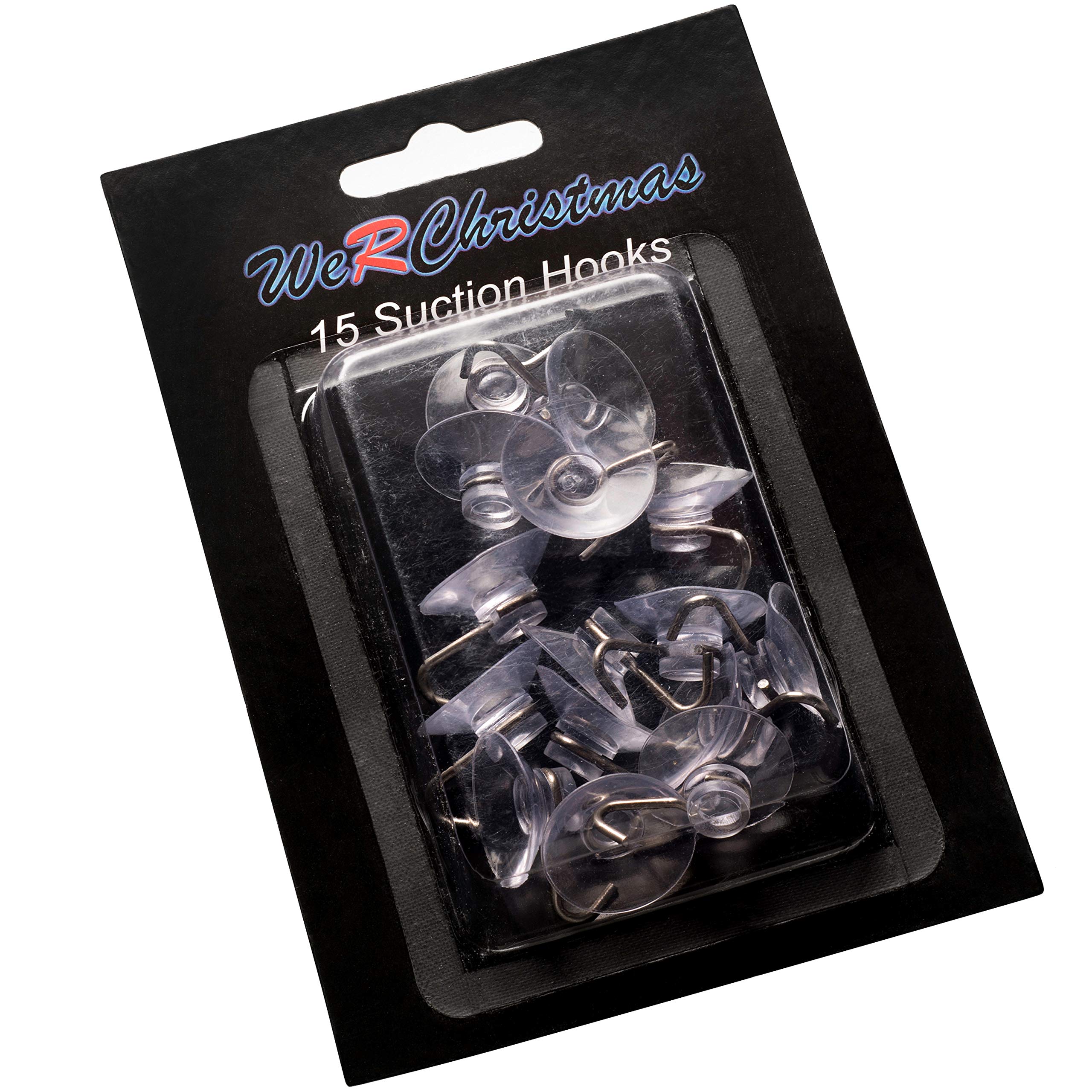 WeRChristmas Suction Hooks, Pack of 15, 2 cm, Clear