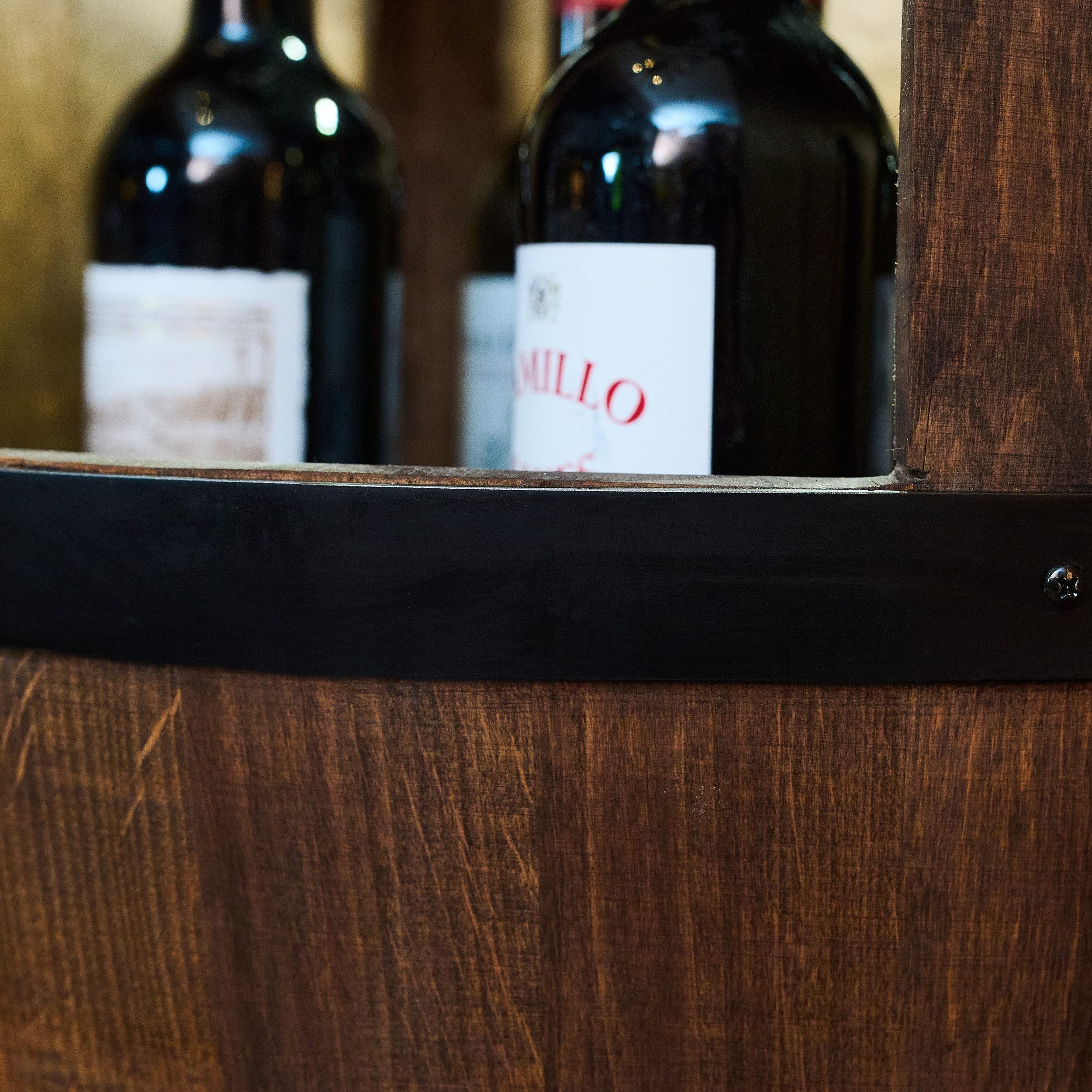 Barile Legno Con Luci LED - Cantinetta Vino Retrò, Portabottiglie, 80 Cm, Mobile Da Soggiorno, Colore Wengé