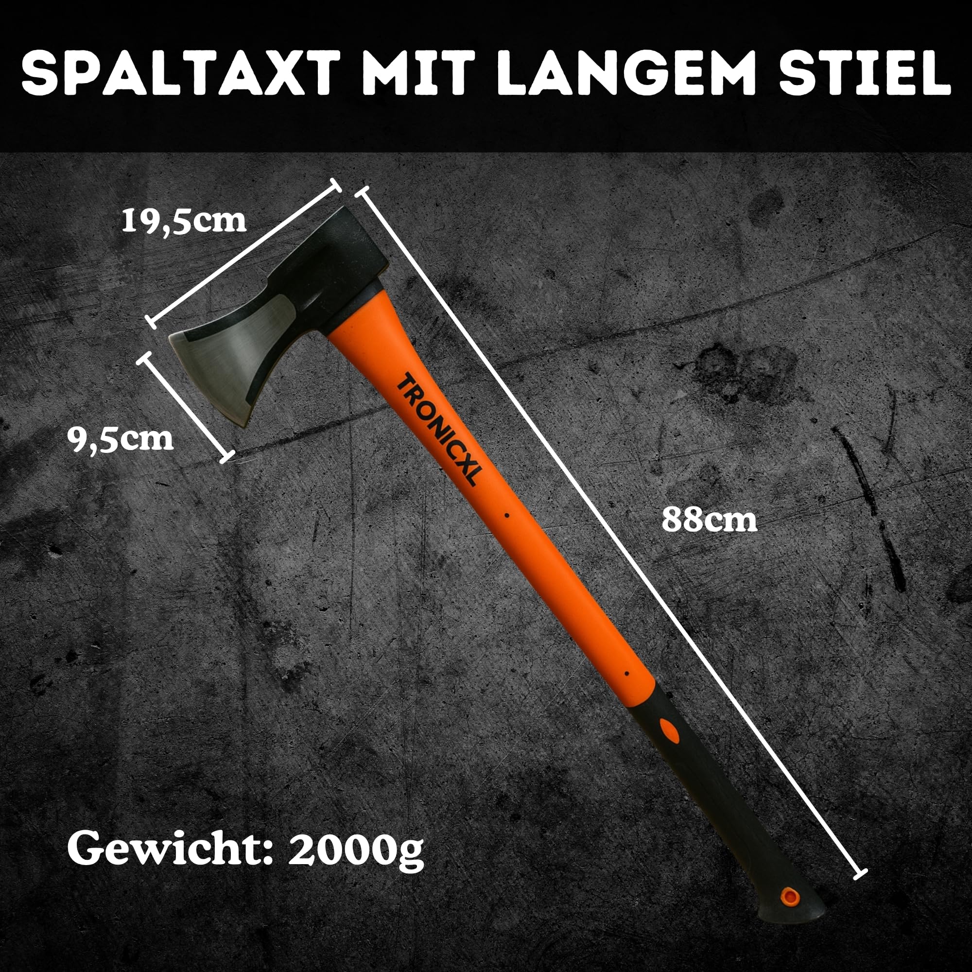 TronicXL Axt Beil Set ergonomischer Handgriff Gummischutz Universal Spaltaxt Spaltbeil Spalthammer Holzspalter für Garten Forst Camping Survival