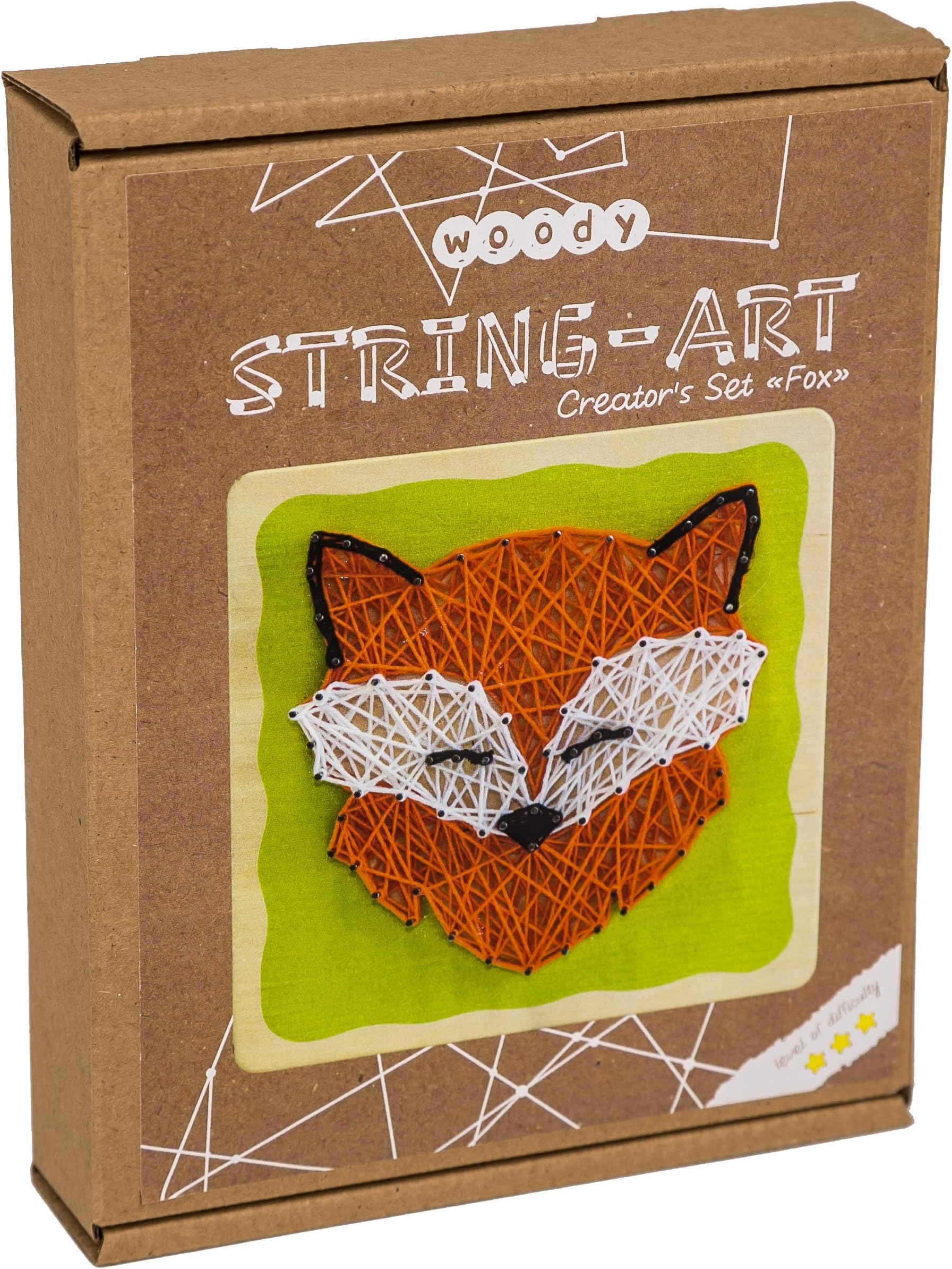 Eco-Friendly String Art Kit Natural Wood – Fox Gift – Craft Kit for Kids and Adults - 1 Large String Art Canvases, Home Décor