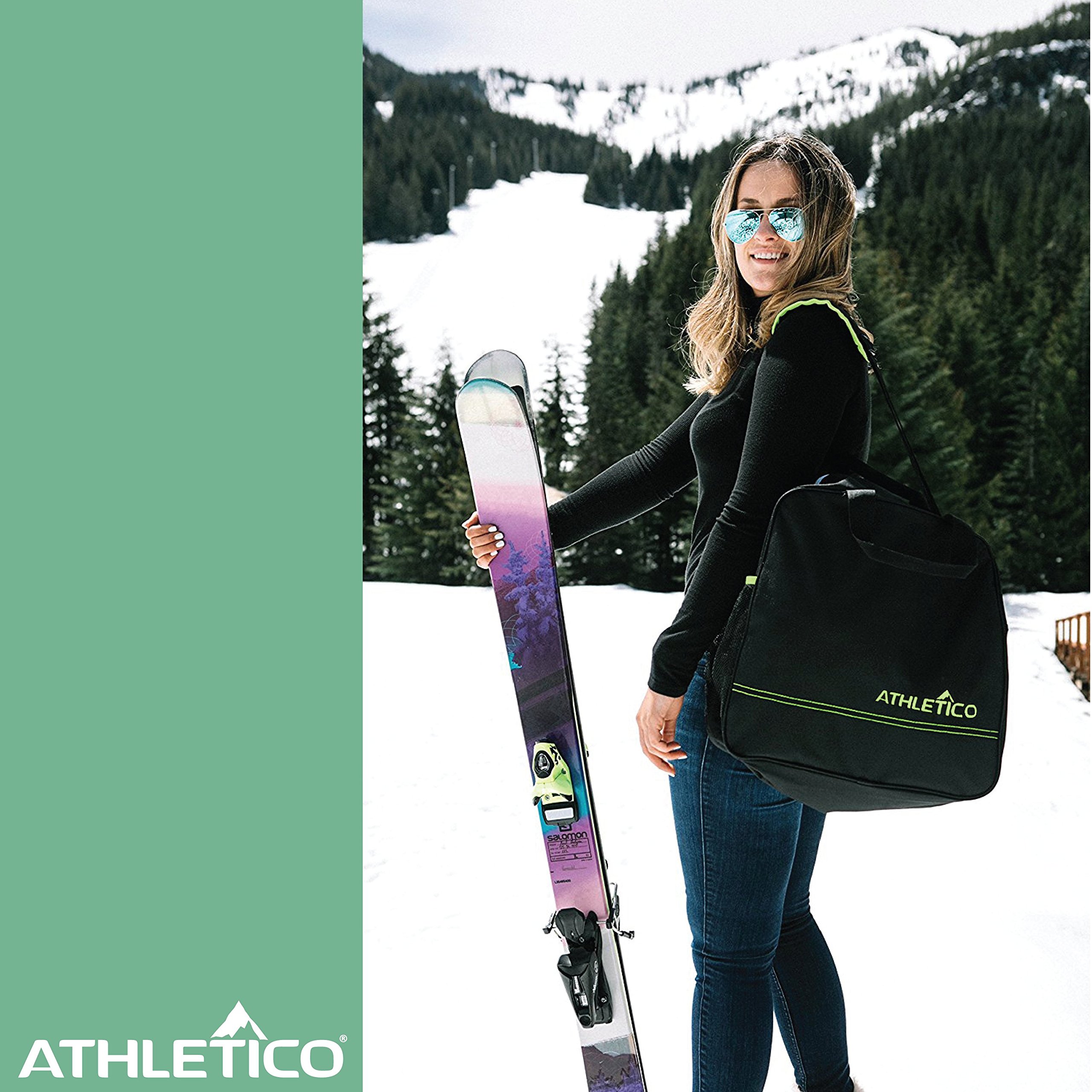 Athletico zweiteiliges Ski und Boot Bag Combo | Store & Transport Ski bis 200 cm und Stiefel bis Größe 13 | inkl. 1 Ski Bag & 1 Ski Boot Bag
