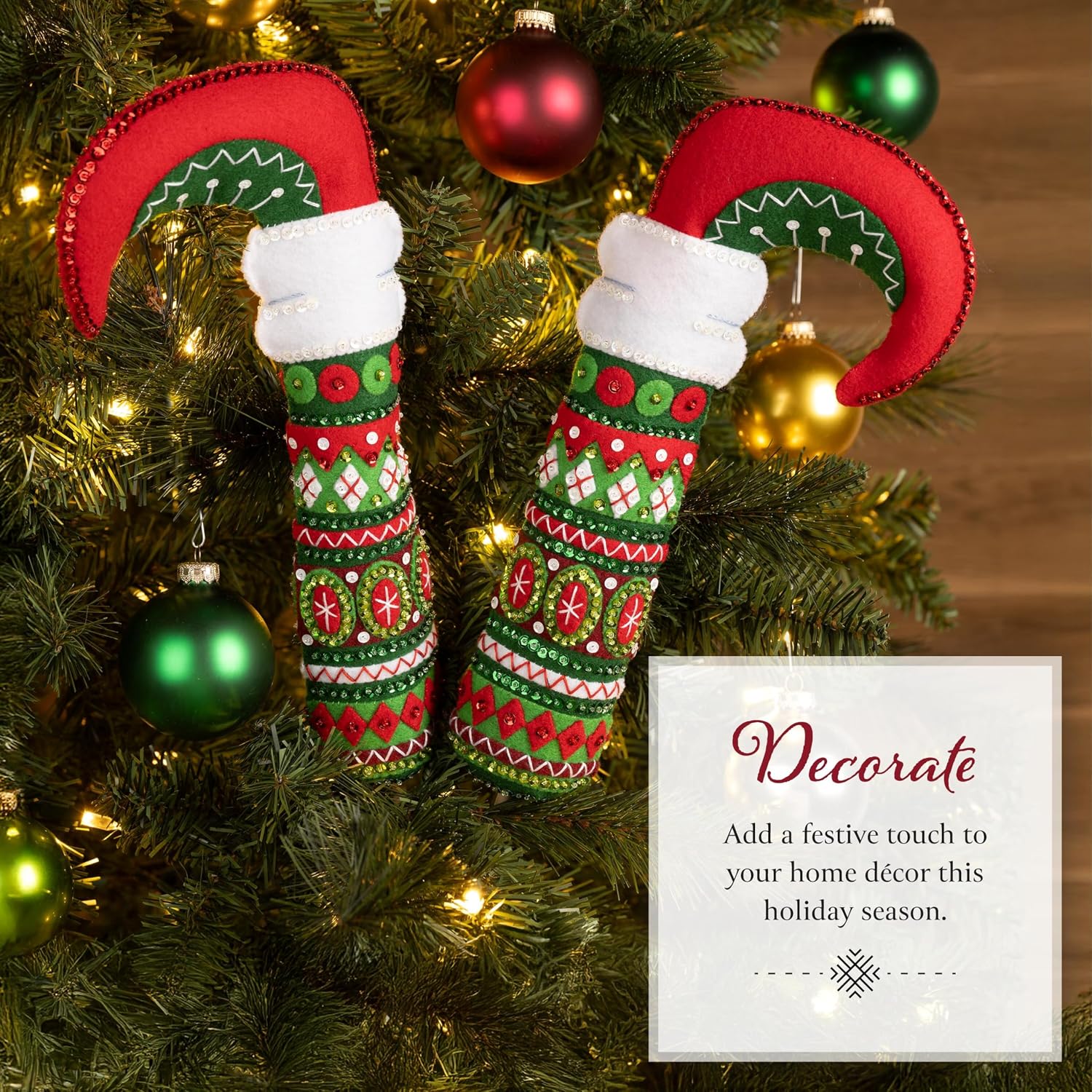 Bucilla Felt Tree Pokes, Elf Legs, Perfect for DIY Arts and Crafts Projects