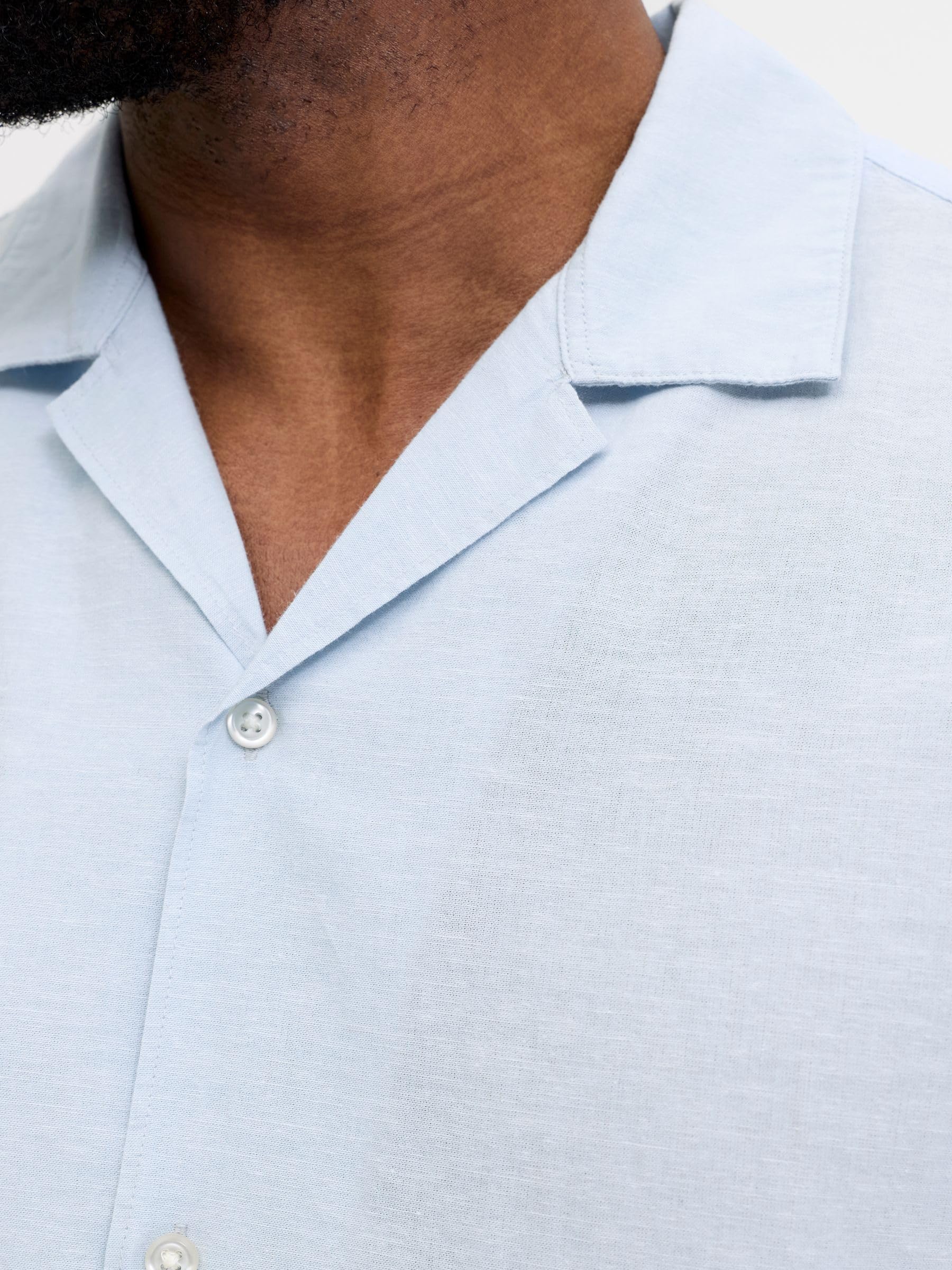 Jjebreeze Linen Blend Resort Shirt Pls - Plus Size, Celestial Blue, 3XL