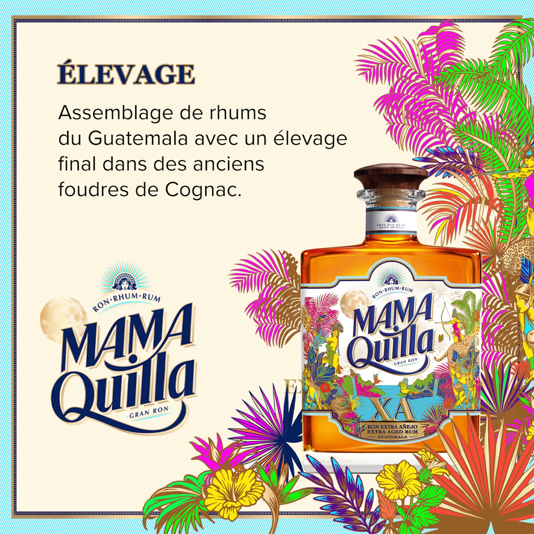 MAMA QUILLA - Rhum Vieux XA - Médaille d’or Rum & Cachaça Masters 2022 - 40 % Alcool - Origine : Guatemala - Bouteille de 70 cl