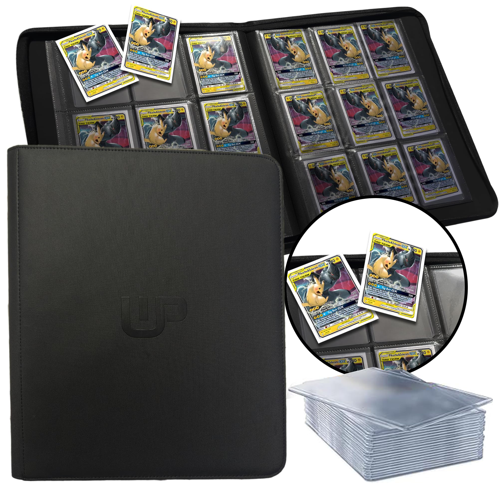 Whyze Toploader Binder with 20 Included Top Loaders! Holds 252 Cards - 9-Pocket Binder for 3