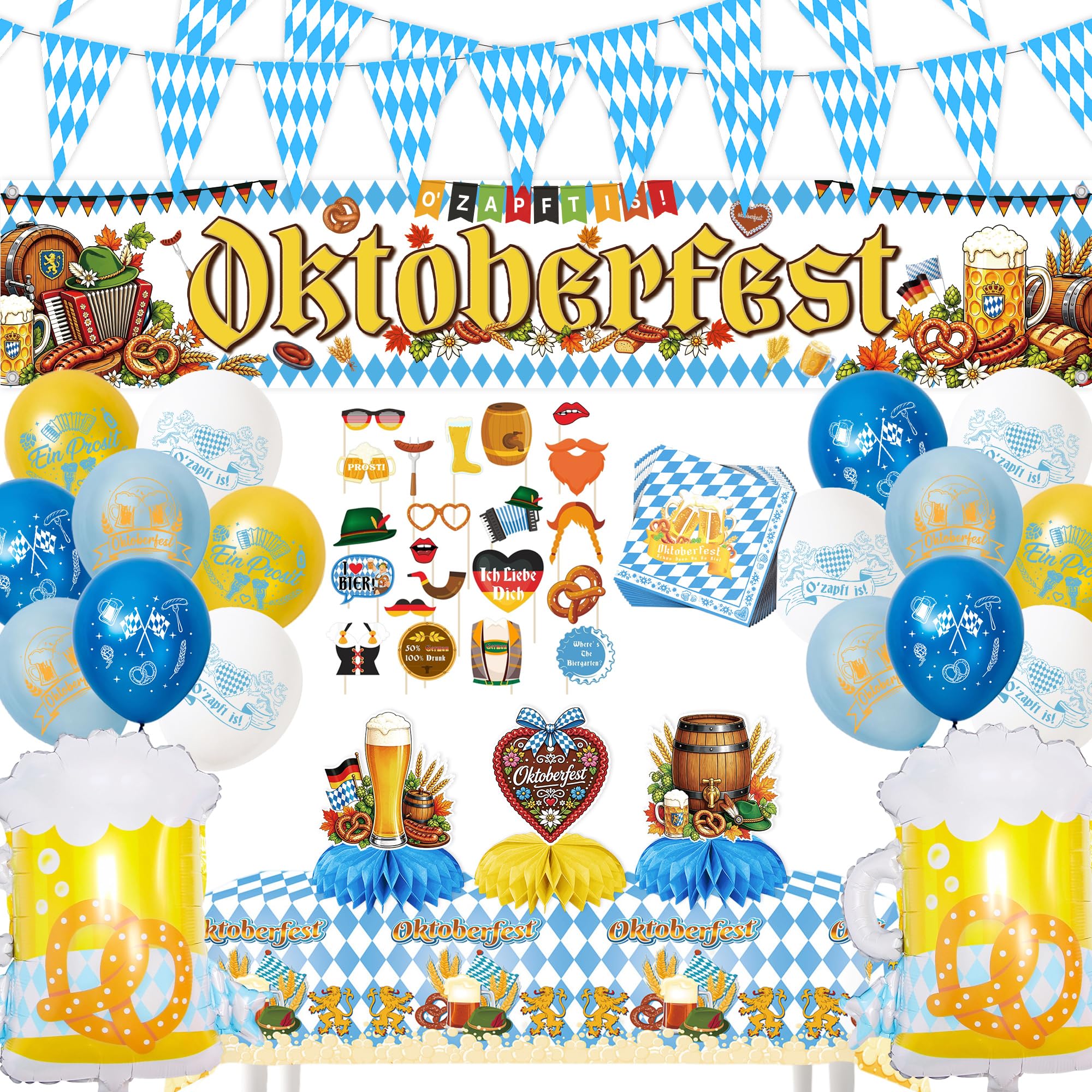 Oktoberfest Decorations, Bavarian Party Supplies and Beer Festival Banner