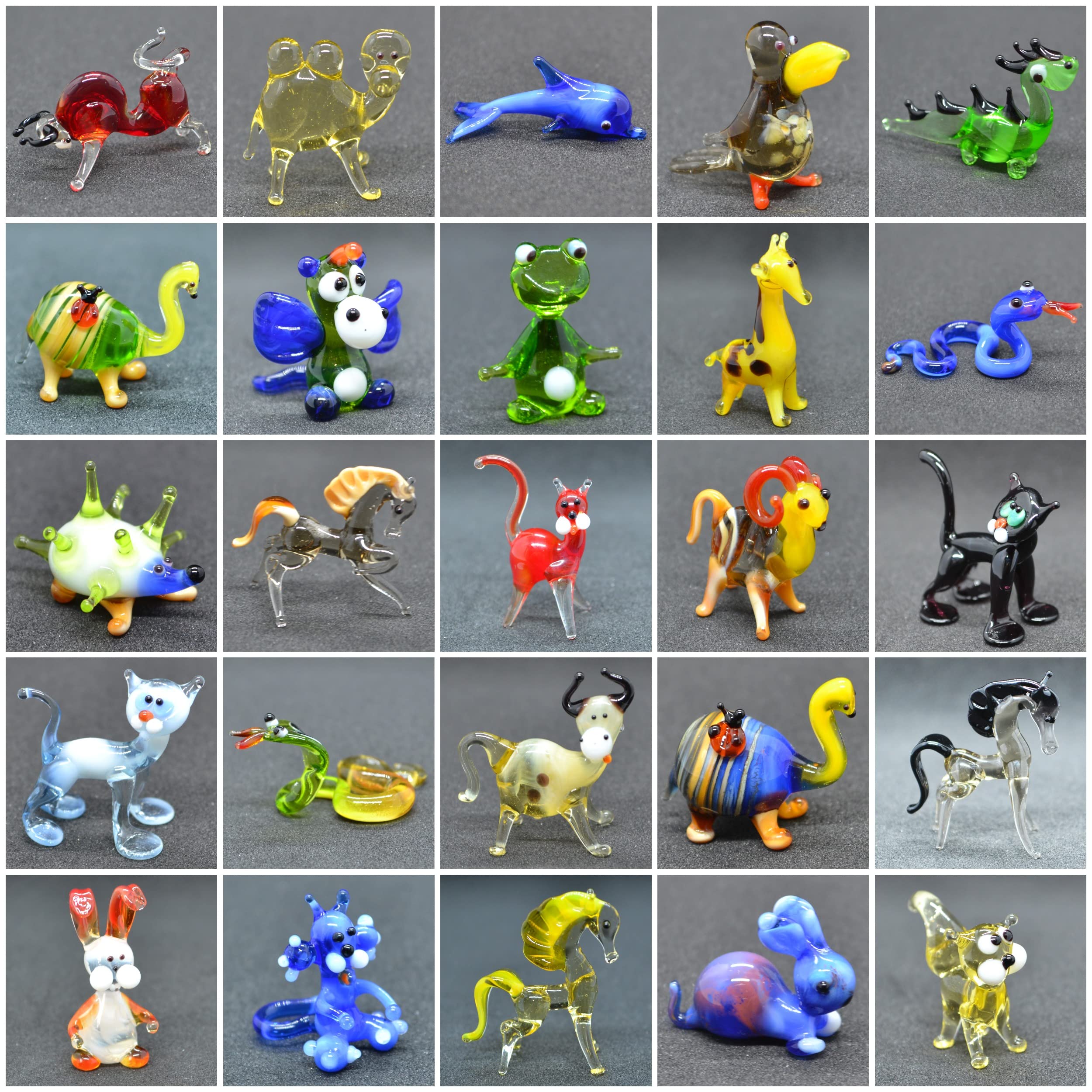 Amazon.com: Set of 50 Tiny Glass Animal Figurines (1”) – Hand
