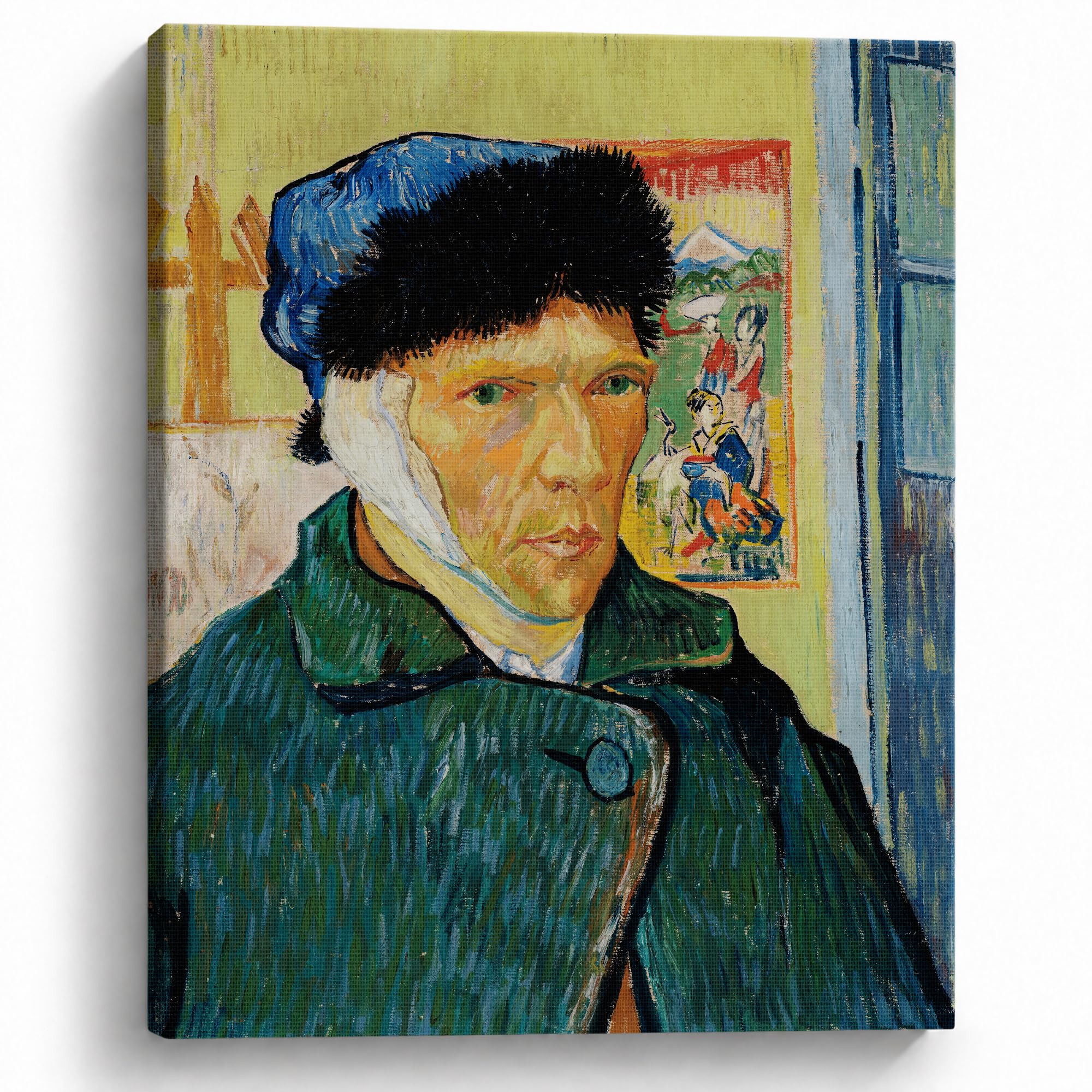 TYPTEK Van Gogh Wall Art, Bandaged Ear Self Portrait Canvas Print Art Decor | Gallery wrapped canvas print with finished edges for living room bedroom office dorm apartment or gallery wall decor Self Portrait with Bandaged Ear 12"L x 16"W