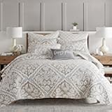 Becker Taupe Quilt Set - Full/Queen Quilt and Two Standard Shams - Ikat - Taupe, Grey and Cream - Quilt (88x92in.) and Shams (20x26in.) - Reversible - Cotton