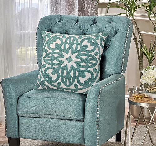 Miniatura 4 de Alysheer Funda de almohada decorativa bordada de 18 x 18 pulgadas, acogedora funda de cojín bohemia con diseño de mandala chic, duradera, 100%