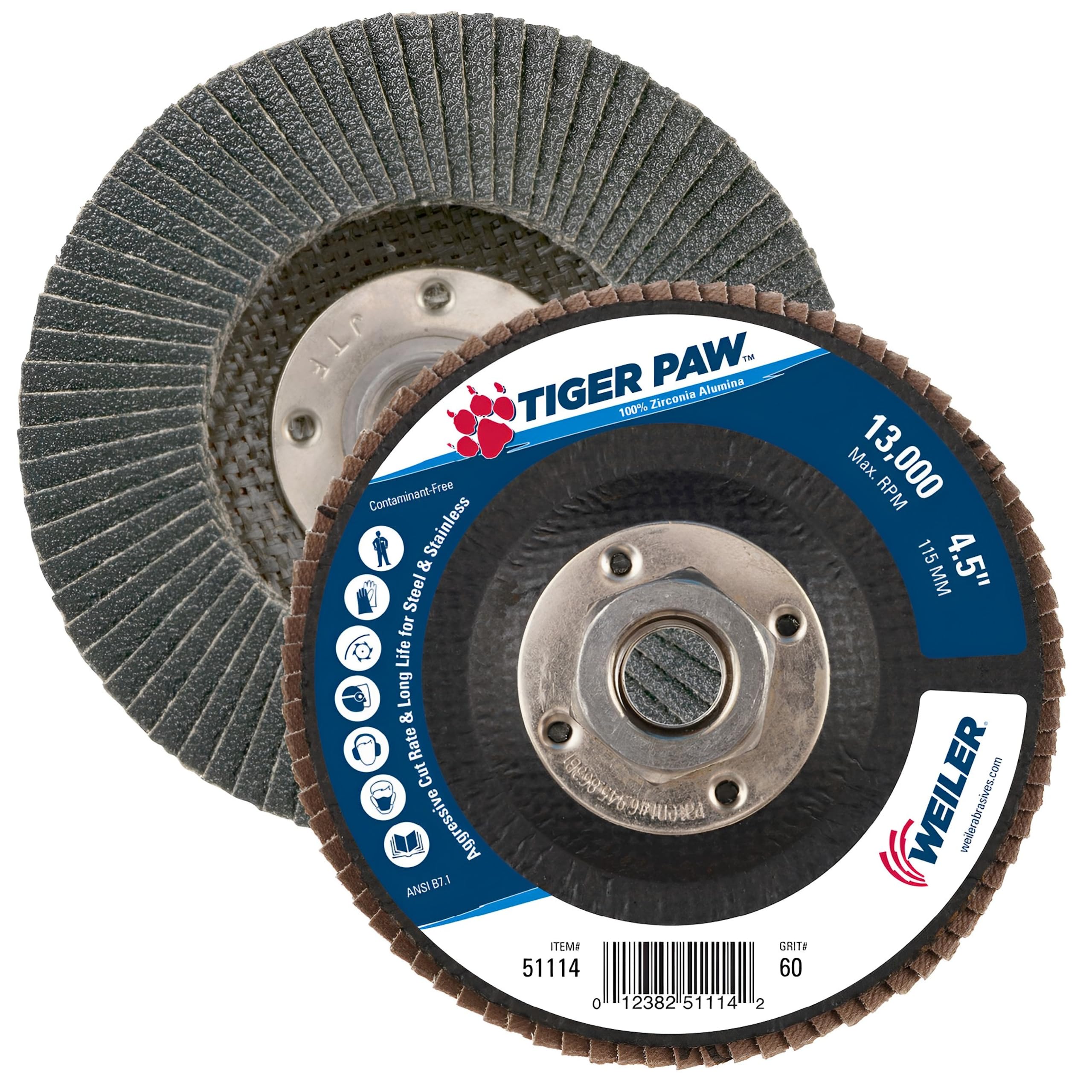 Weiler Wolverine Flap Disc - 36 Grit -10