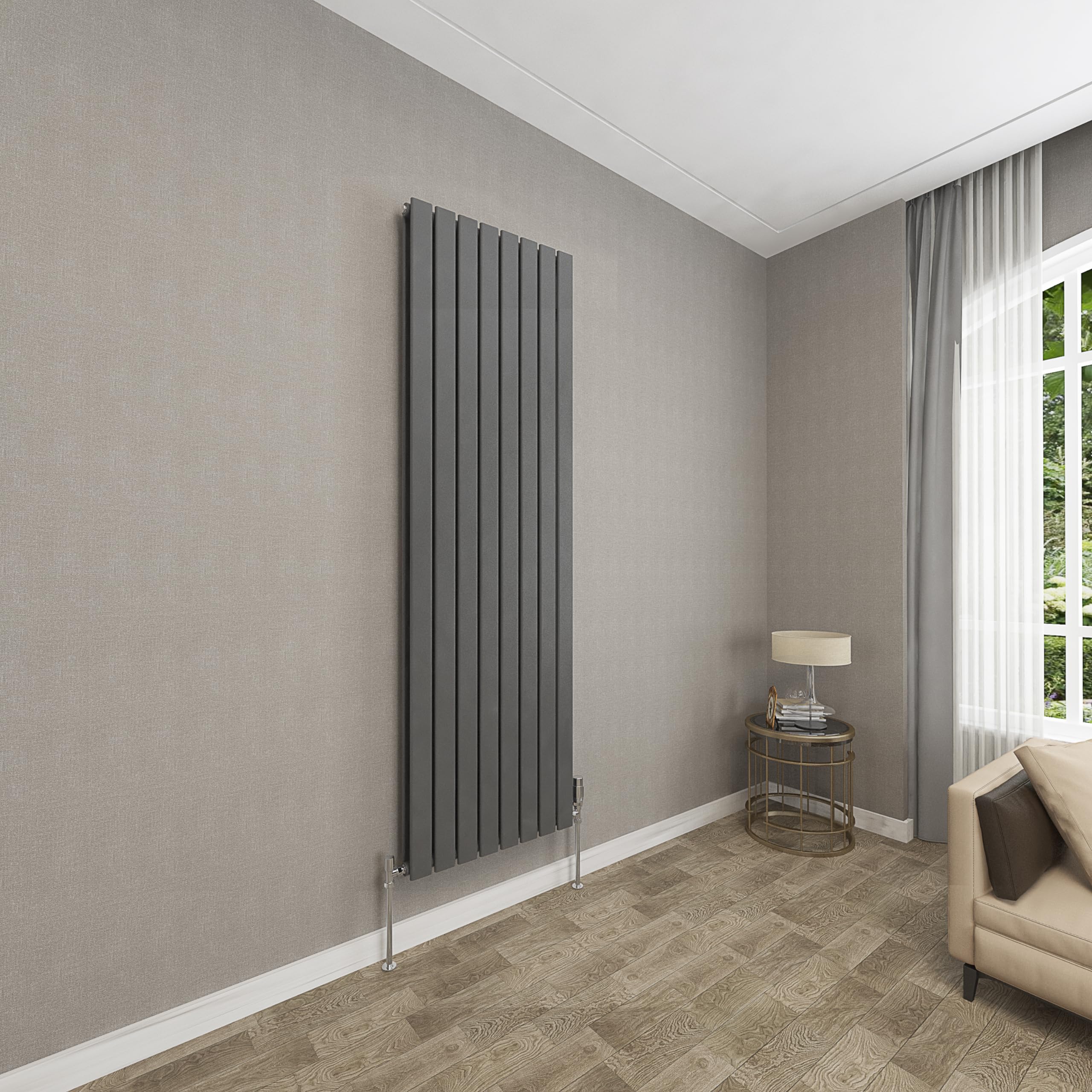 Sky bathroom | 1800x544mm Vertical Designer Radiators Anthracite Flat Panel Double Panel Central Heating Radiator