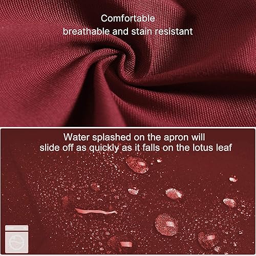 Miniatura 10 de Delantales para mujeres y hombres, barbacoa, chef, cocinero, artista, resistente a las gotas de agua, delantal de cocina ajustable, con bolsillos,