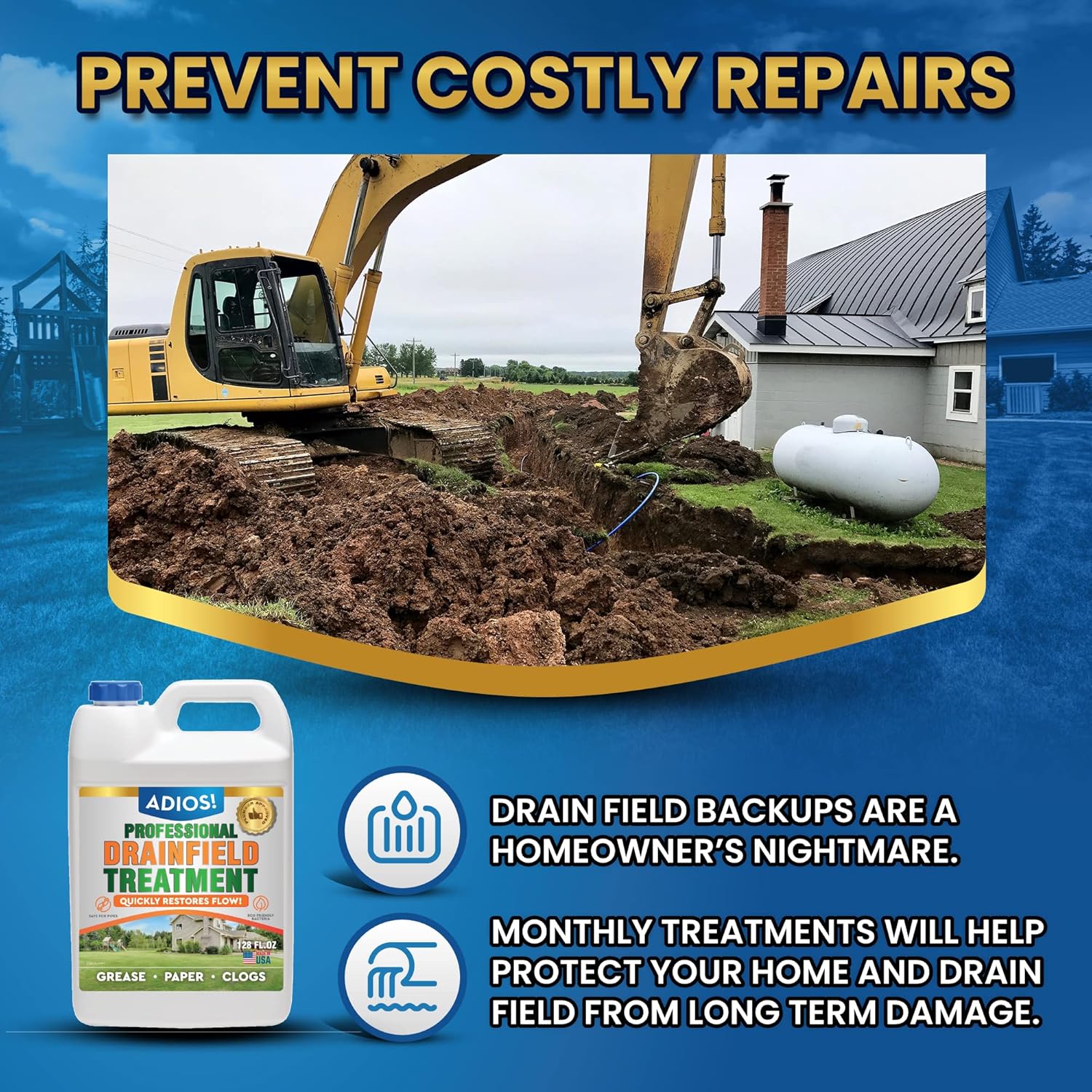 Enzyme Drain Field Cleaner and Treatment for Septic Tanks, Leach Fields and Pipes (Gallon (128oz))