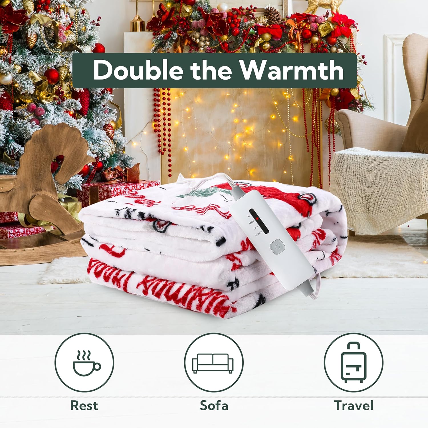 Electric Heated Throw 50”x60” Size with 4 Heating Levels &3 Hours Auto Off, Soft and Warm Flannel & Sherpa Fabric, Machine Washable - Cartoon