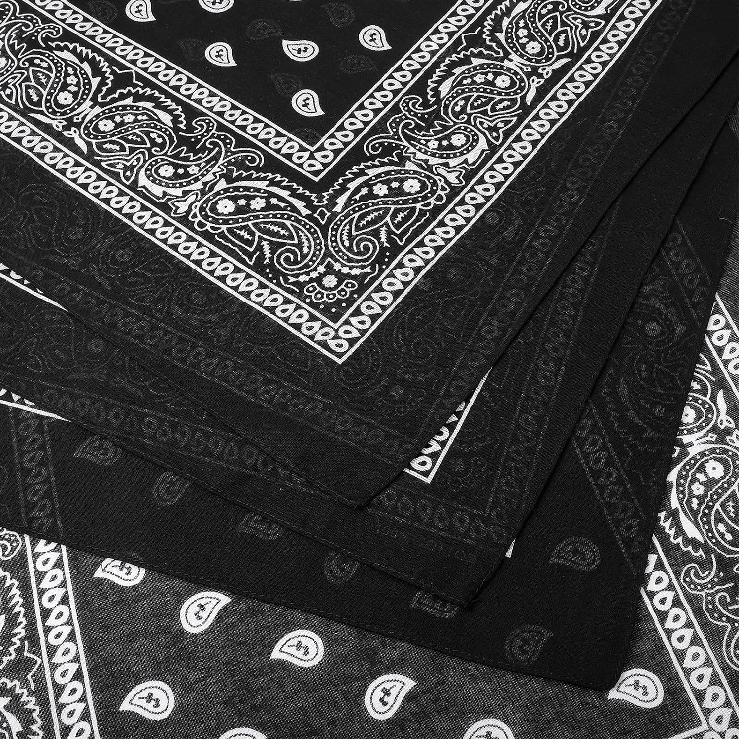 2Pcs Head Bandana for Women Mens Bandanas Cotton Black Bandana Headband image 5