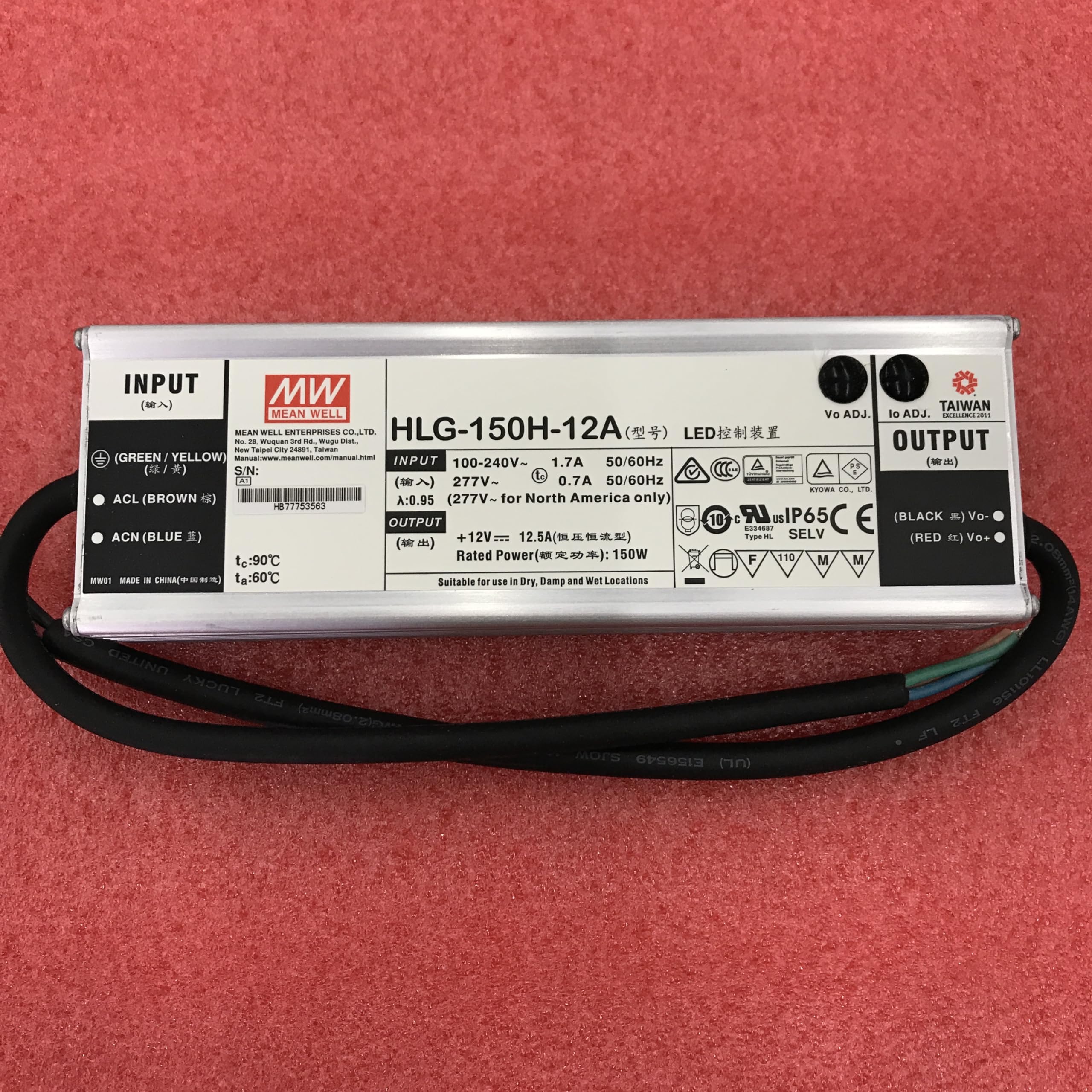Mean Well HLG-150H-12A 150W Constant Voltage + Constant Current LED Driver HLG-150H 12V 12.5A