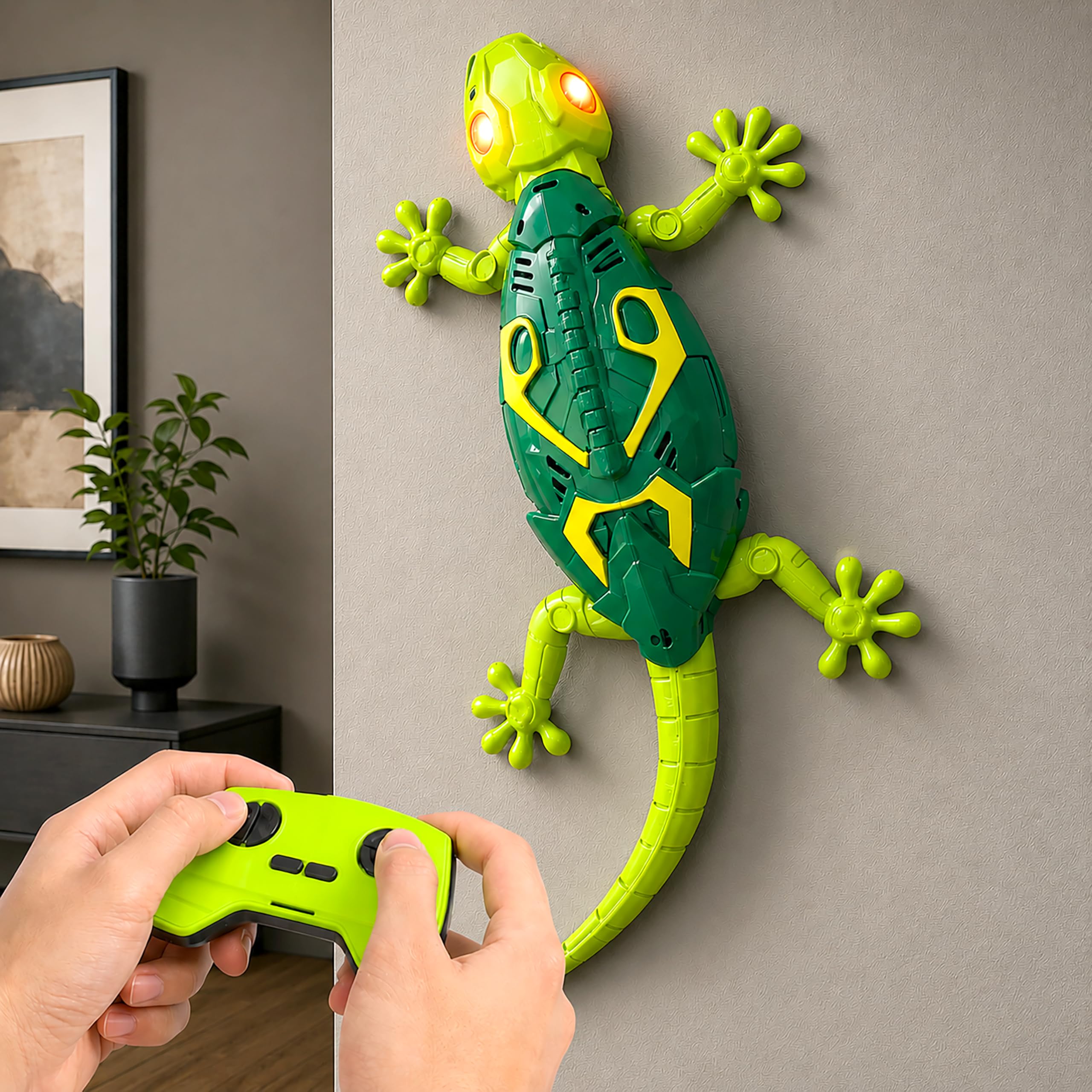 VGRASSP Remote Control Wall Crawler Lizard Toy for Kids with LED Lights - Rechargeable 2.4GHz RC Robot Gecko Climbs Walls Ceiling Floor - 360° Rotating Funny Prank Toy Gift - Color As Per Stock-image-15