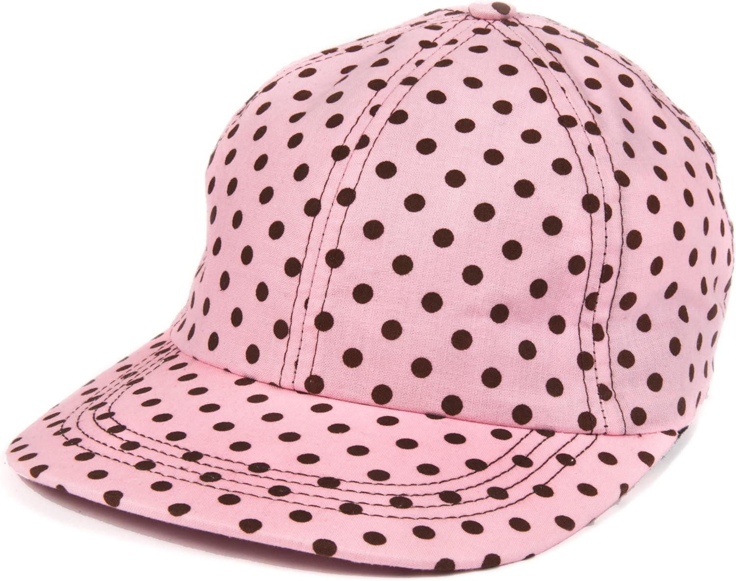 Madcapz Women's Polka Dot Pink Golf Hat, Adjustable, Pink/Brown Golf Caps