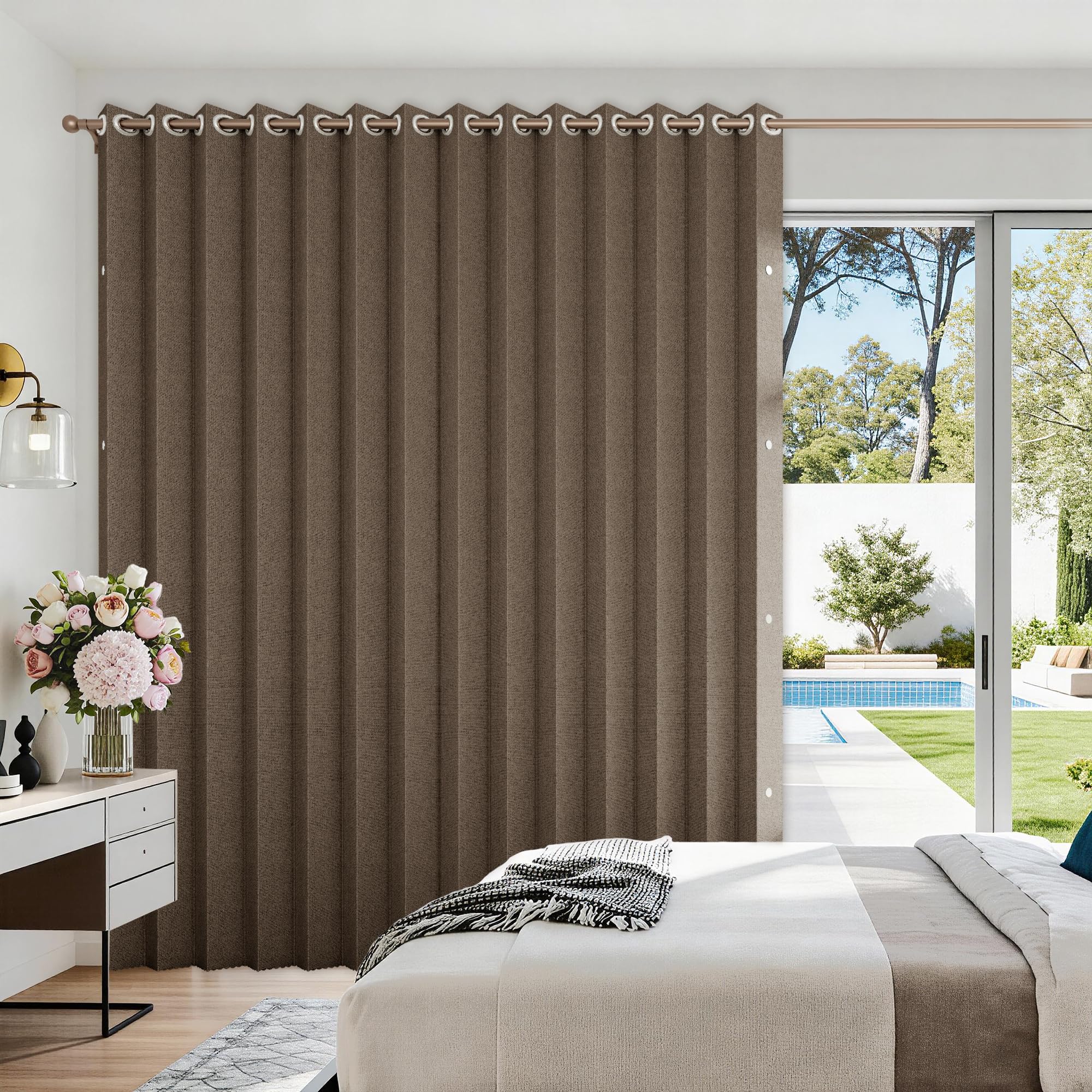 Photo 1 of HMYI Accordion Door Curtains for Doorways, Curtain Door for Privacy Use, Fabric Curtain Panel, 1 Panel, W100 x L84, Brown