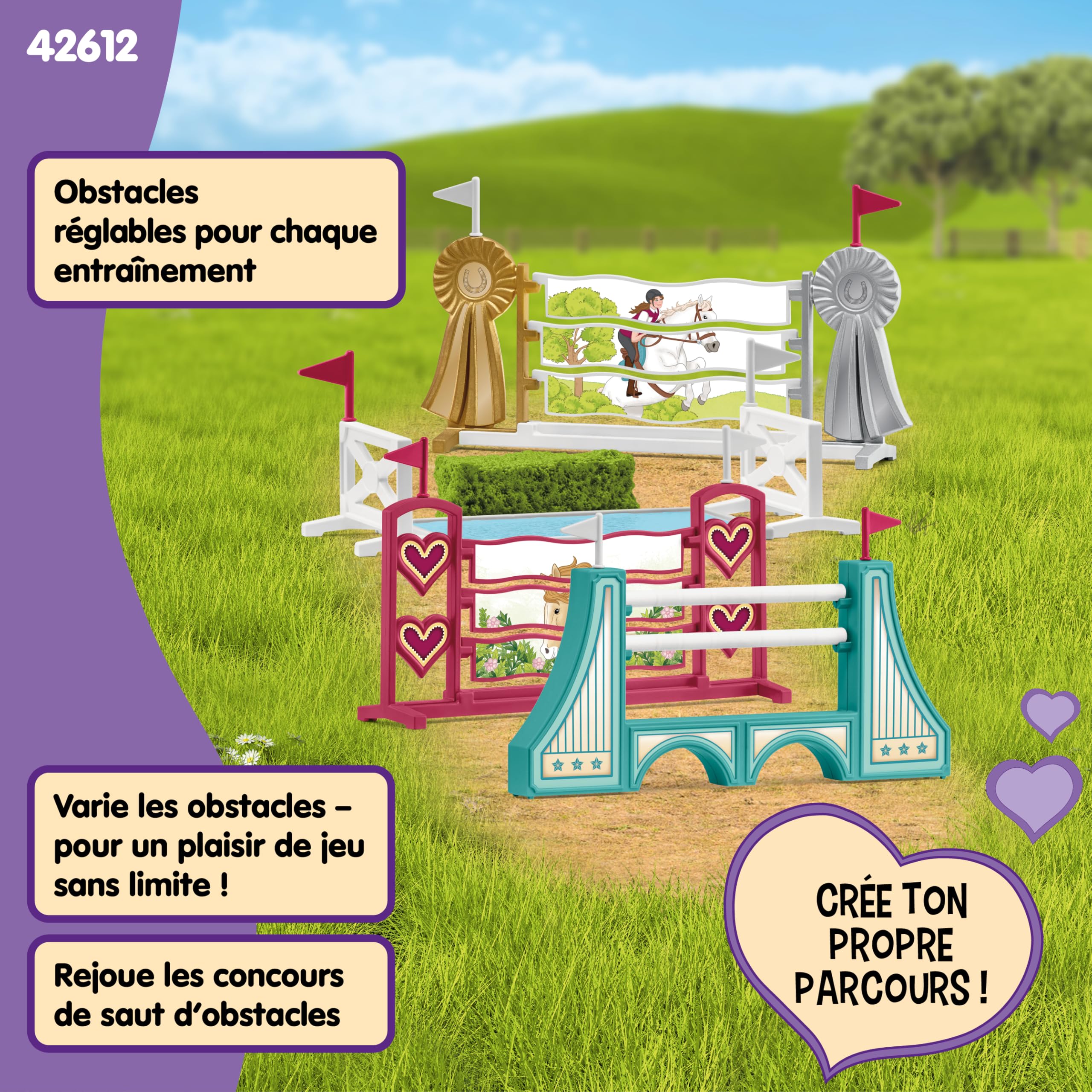 Schleich Horse Club | Obstacles d’équitation 42612 | Accessoires modulaires | pour entraînement ou compétition | Cadeau pour Filles et garçons | Jouet Chevaux dès 5 Ans | Set de 30 pièces